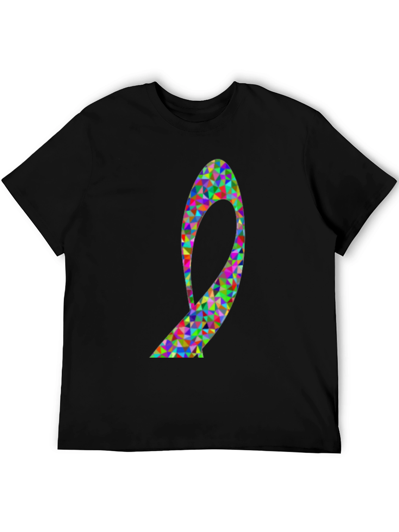 Geometric Ribbon Graphic Tee - Black