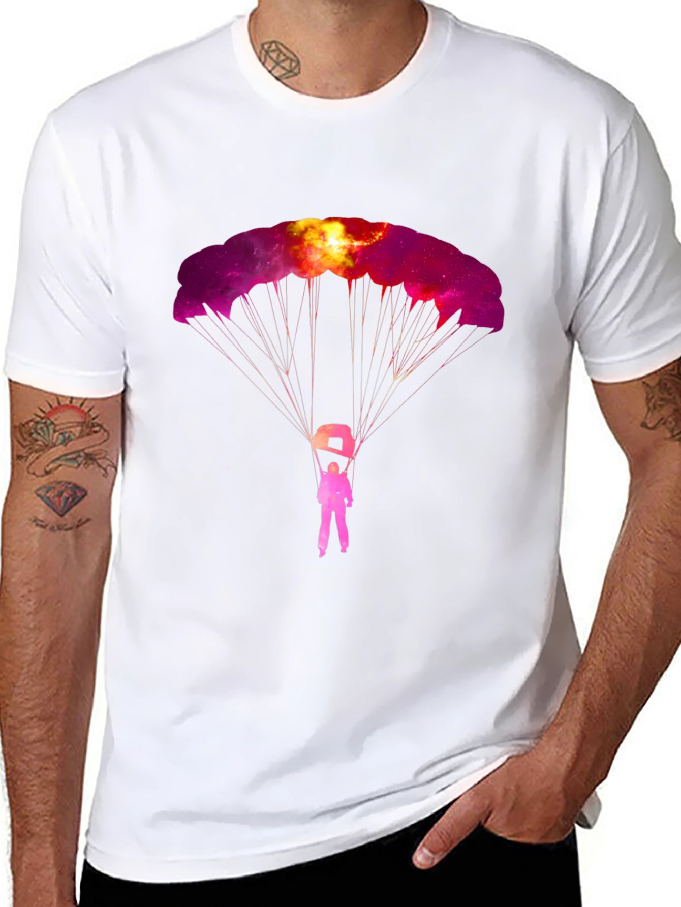 Skydiving Galaxy Graphic Tee - Black