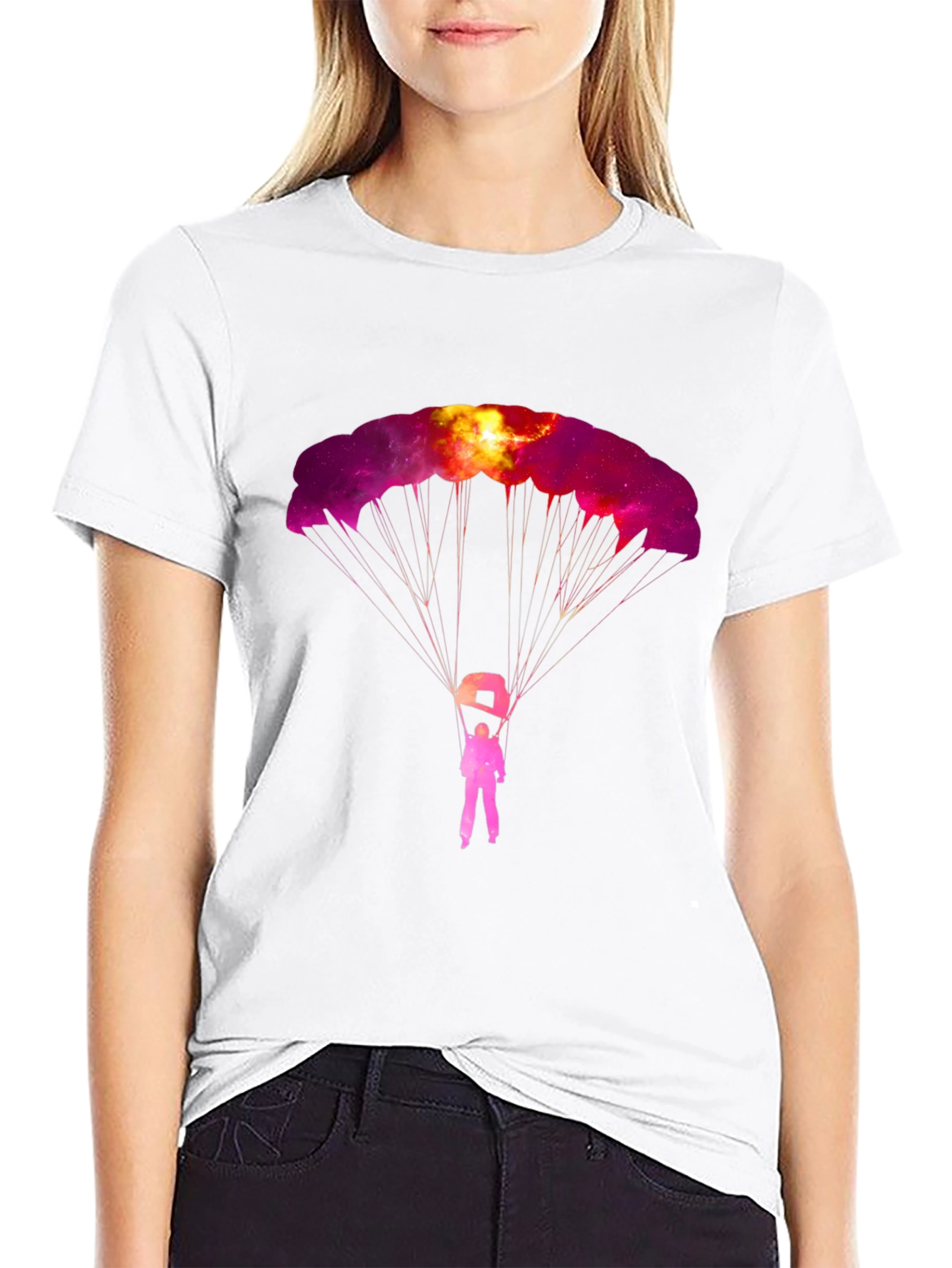 Skydiving Galaxy Graphic Tee - Black