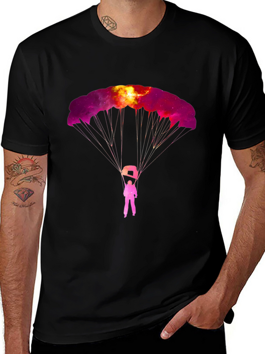 Skydiving Galaxy Graphic Tee - Black