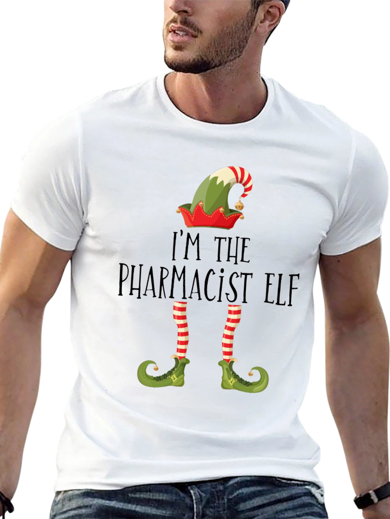 Pharmacist Elf Christmas T-Shirt - Festive Holiday Apparel