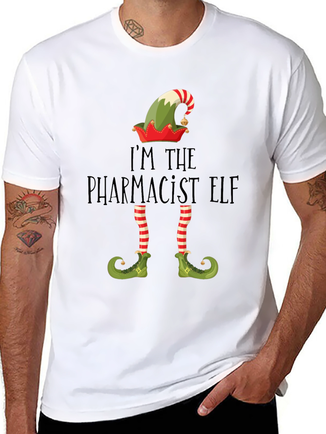 Pharmacist Elf Christmas T-Shirt - Festive Holiday Apparel