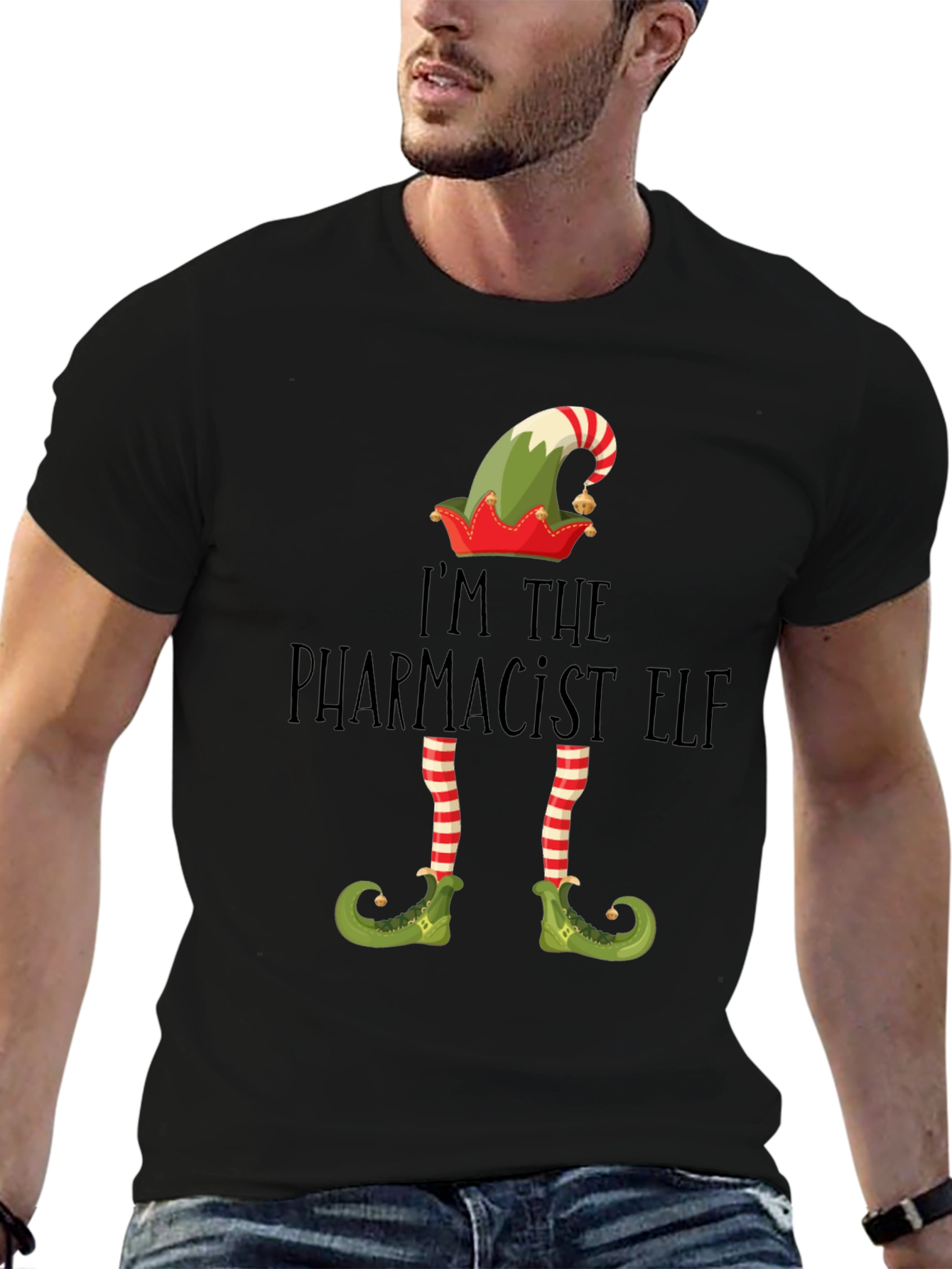 Pharmacist Elf Christmas T-Shirt - Festive Holiday Apparel