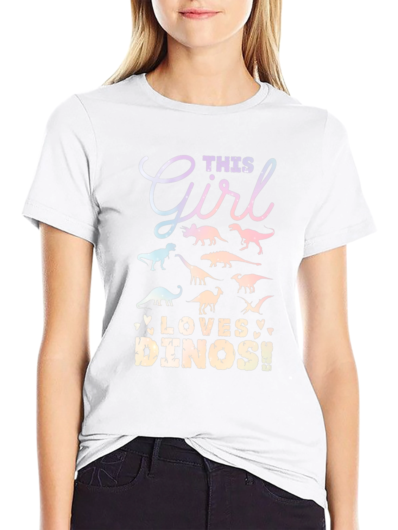 Dino Lover Girls Black T-Shirt