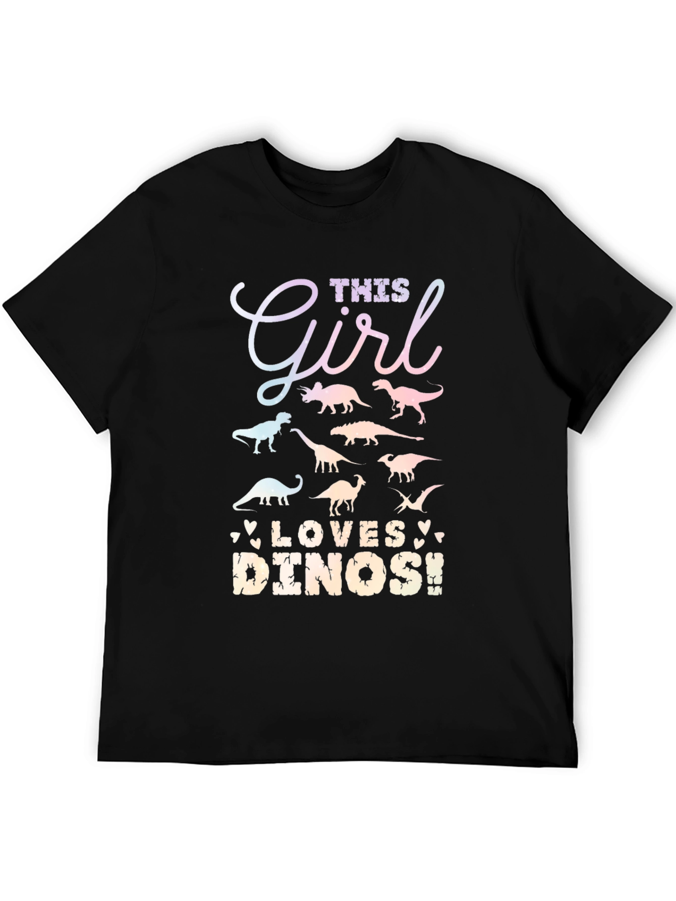 Dino Lover Girls Black T-Shirt