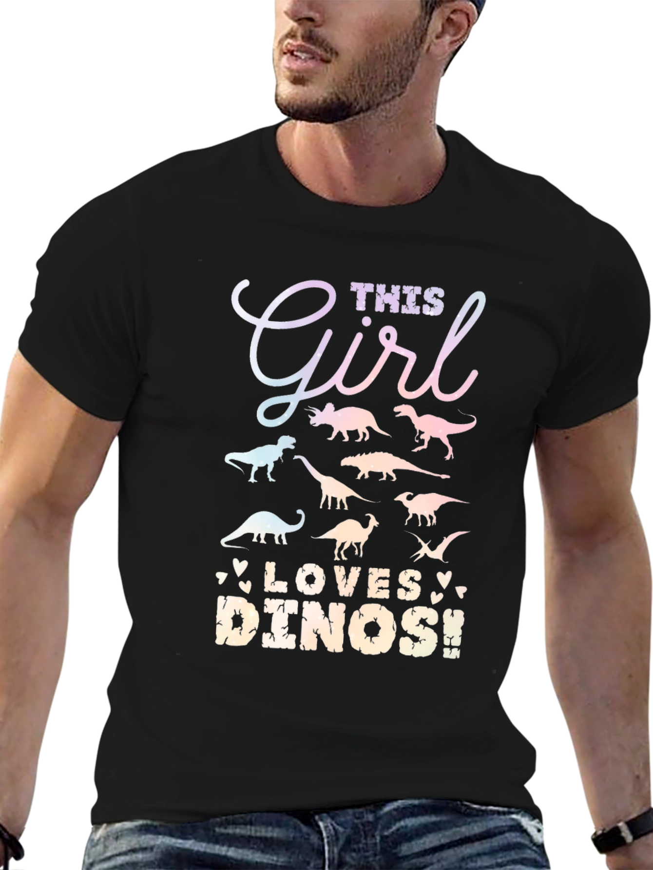 Dino Lover Girls Black T-Shirt