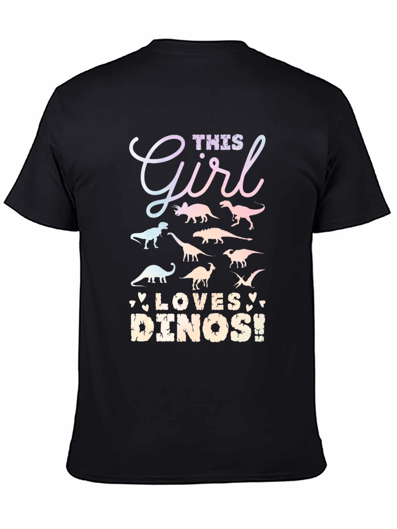Dino Lover Girls Black T-Shirt