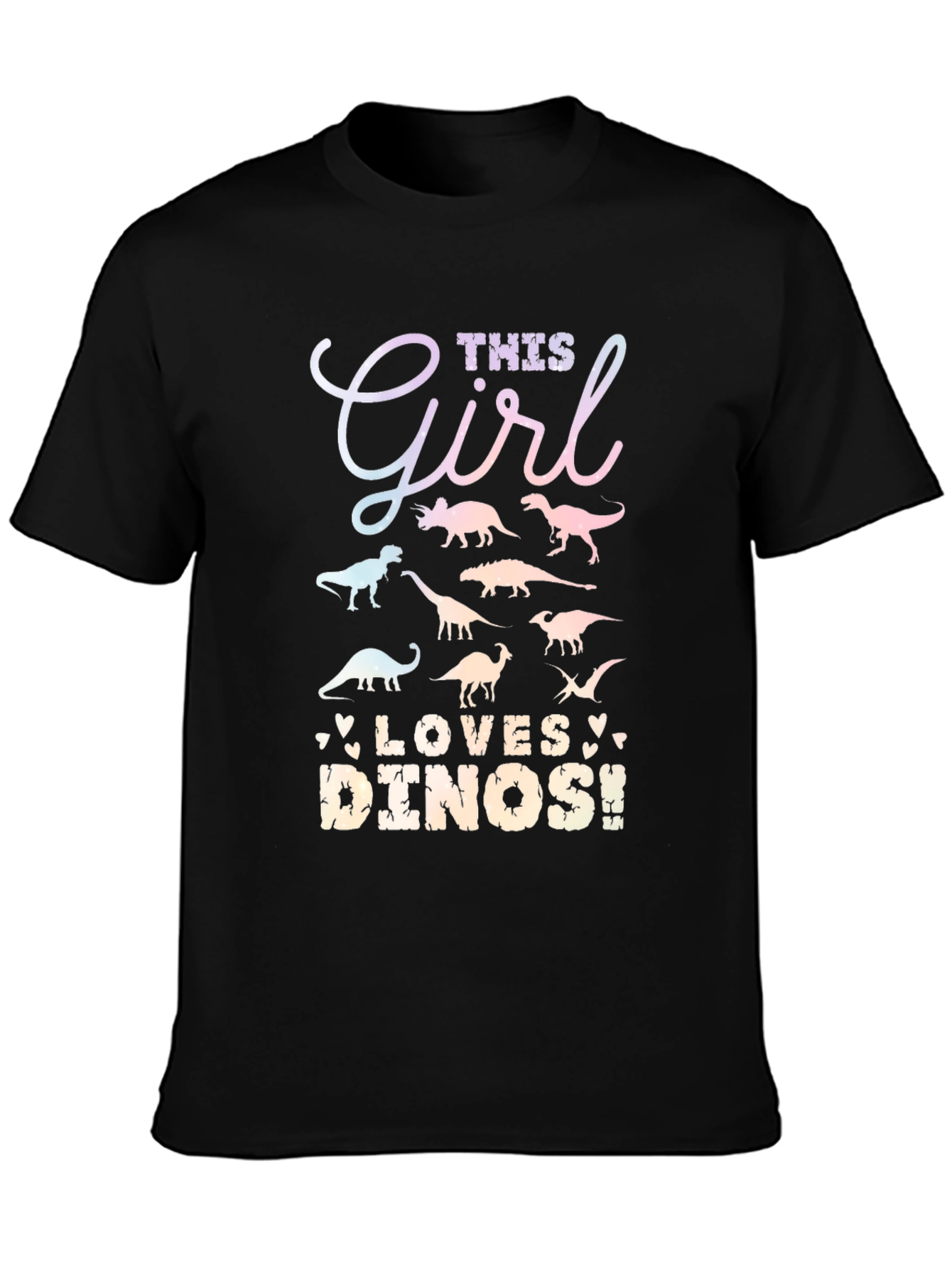 Dino Lover Girls Black T-Shirt