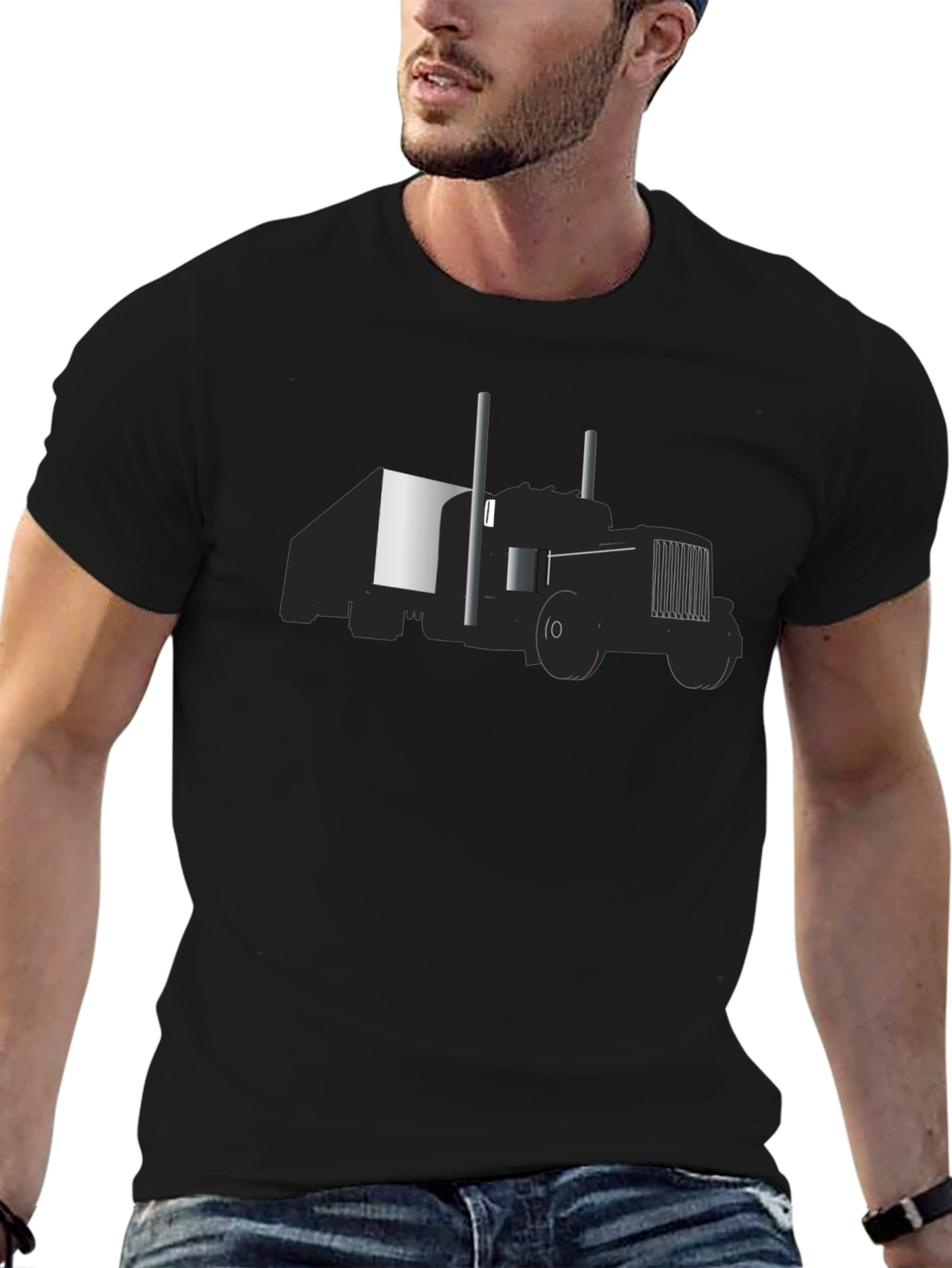 Truck Graphic Tee - Classic Black Cotton T-Shirt