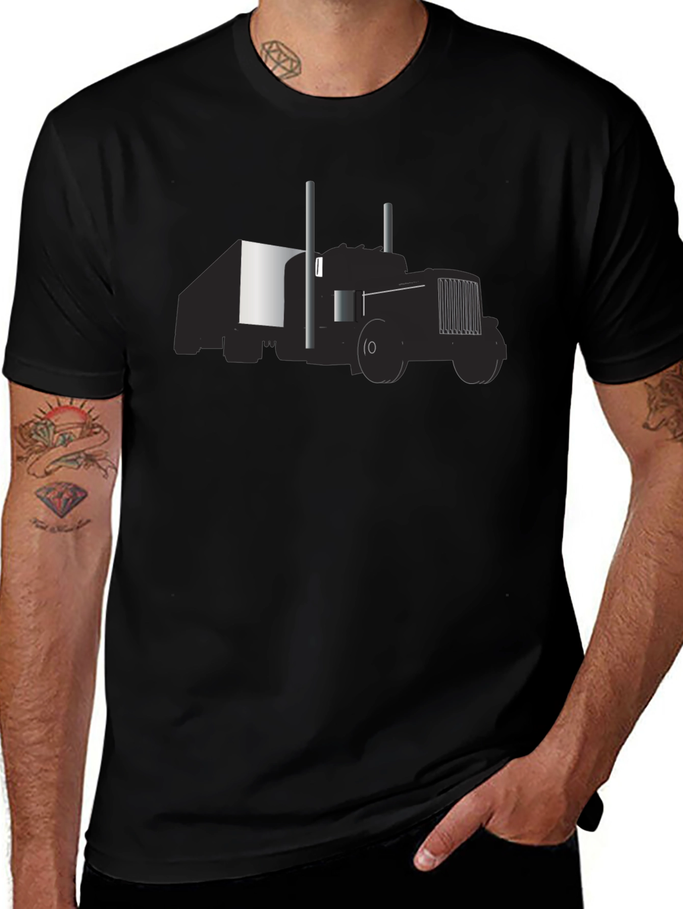 Truck Graphic Tee - Classic Black Cotton T-Shirt