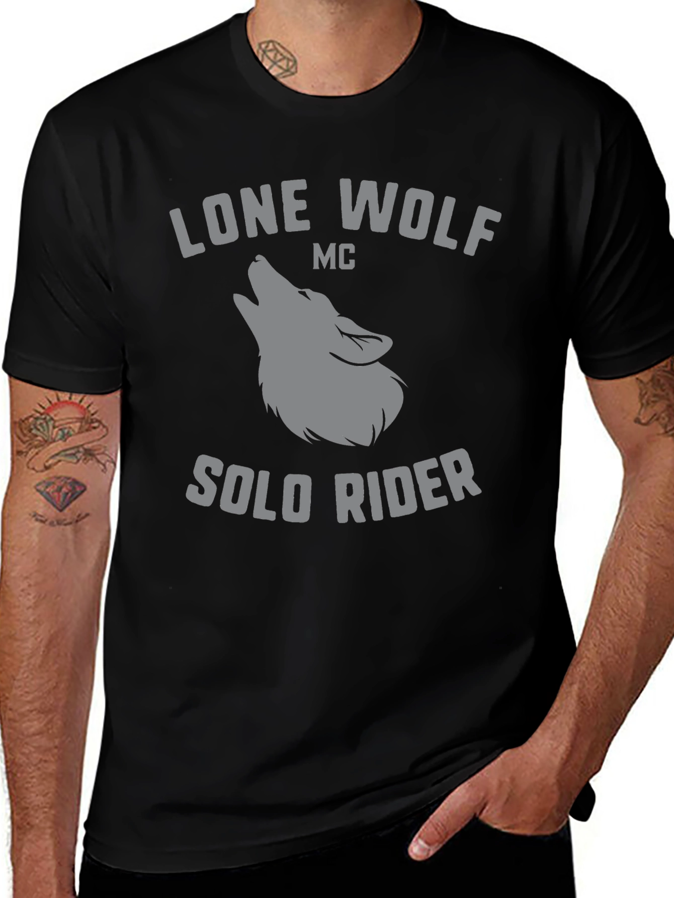 Lone Wolf MC - Solo Rider Black T-Shirt