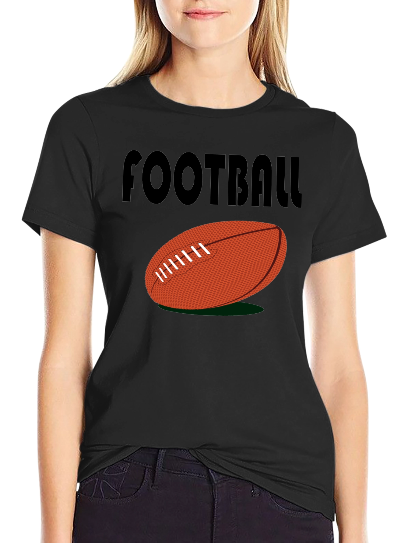 Football Graphic Tee - Black Cotton Casual Shirt