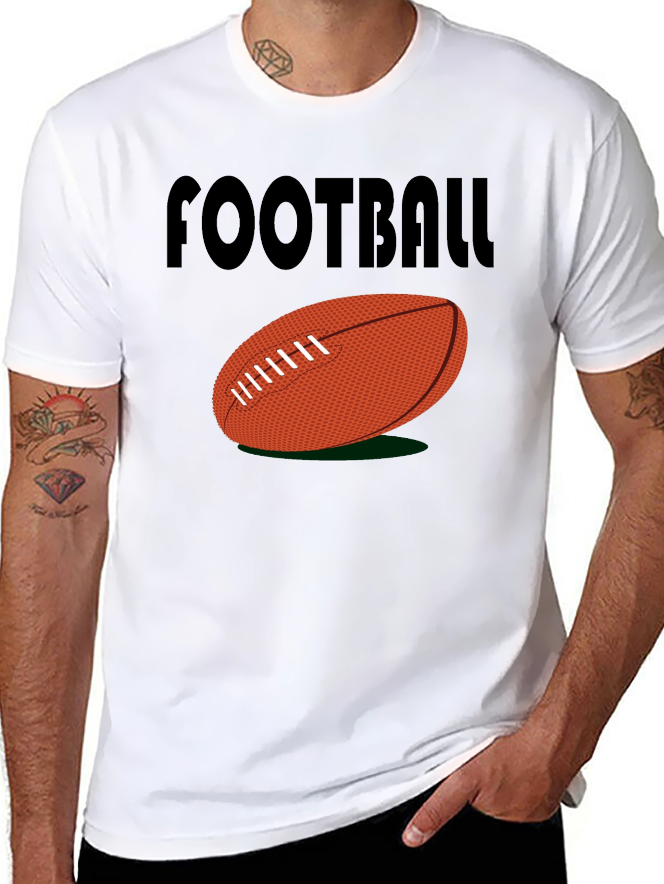 Football Graphic Tee - Black Cotton Casual Shirt