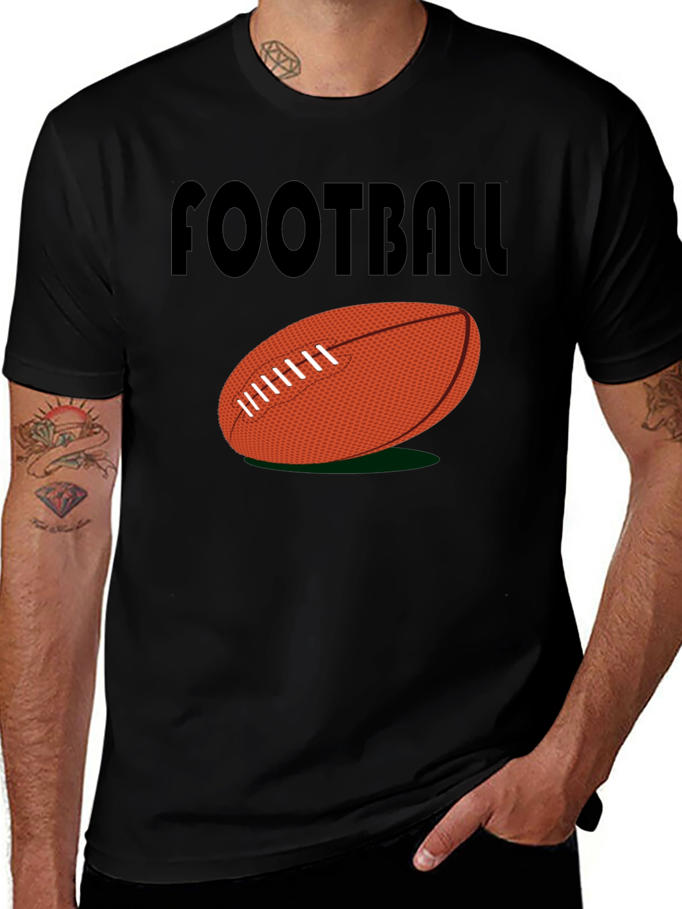 Football Graphic Tee - Black Cotton Casual Shirt