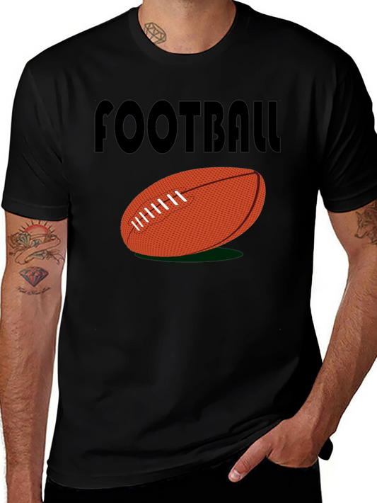 Football Graphic Tee - Black Cotton Casual Shirt