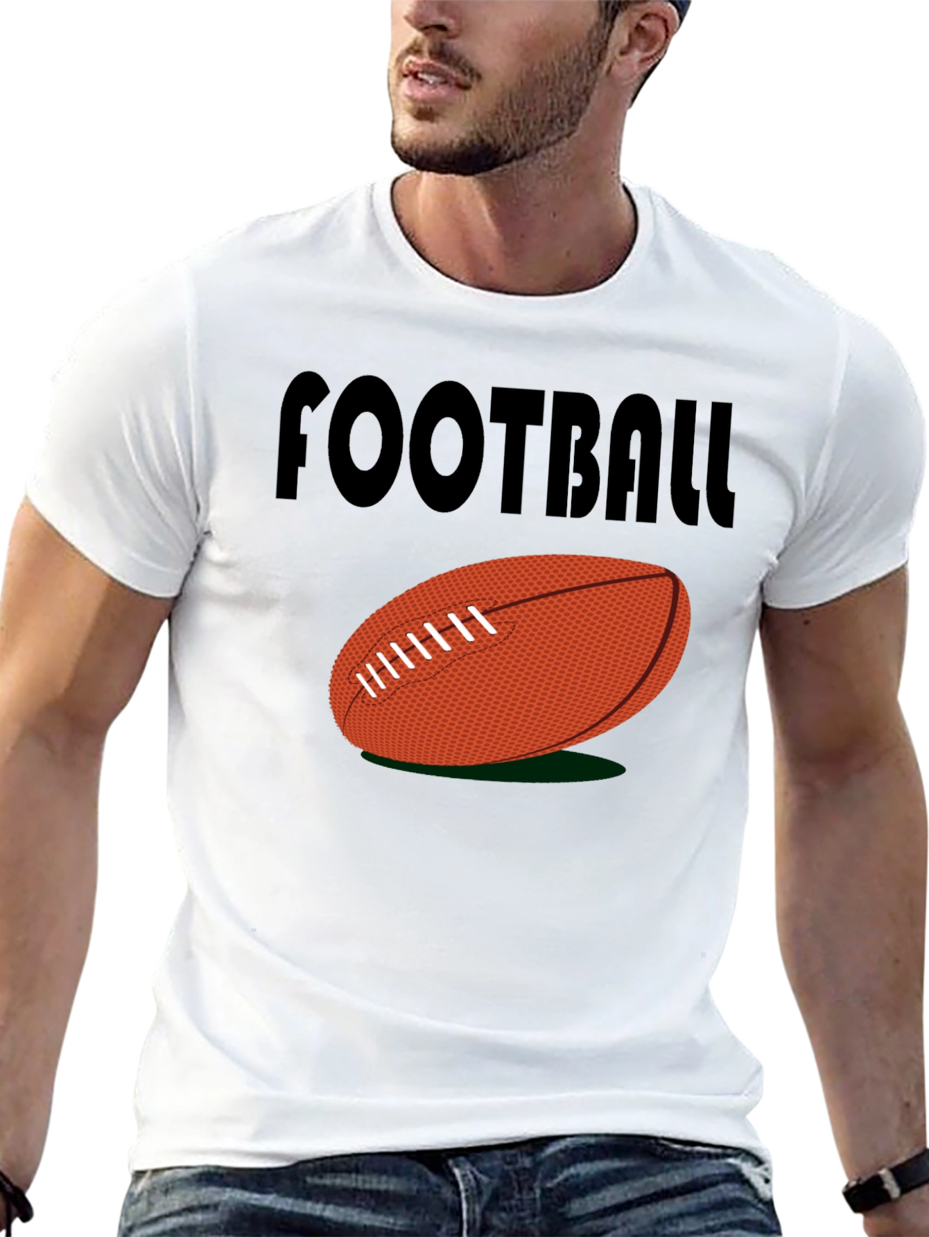 Football Graphic Tee - Black Cotton Casual Shirt