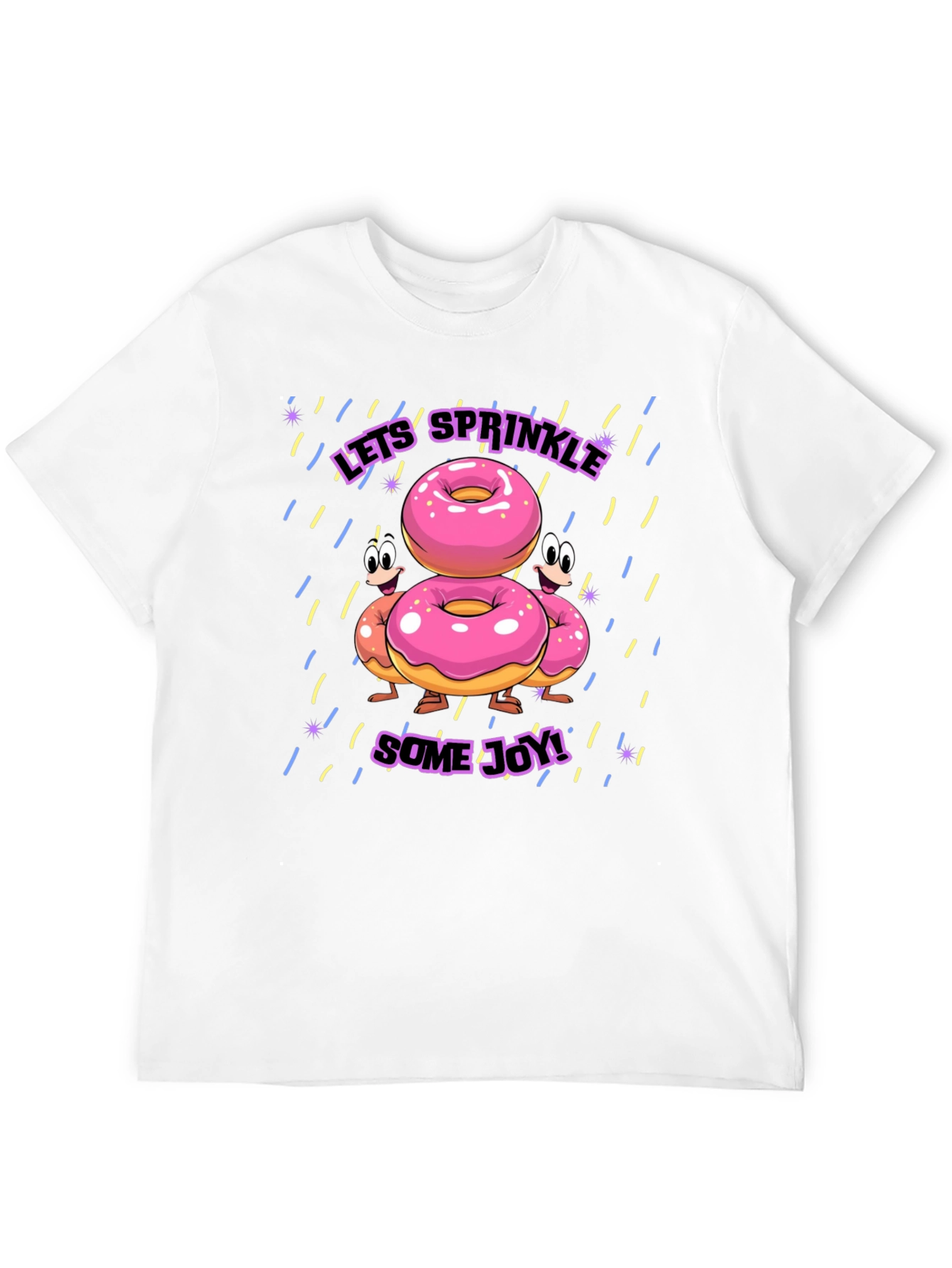 Sprinkle Joy Donut T-Shirt - Black Fun Cartoon Design