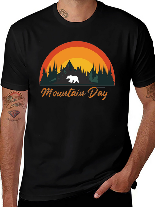 Mountain Day Bear Graphic T-Shirt