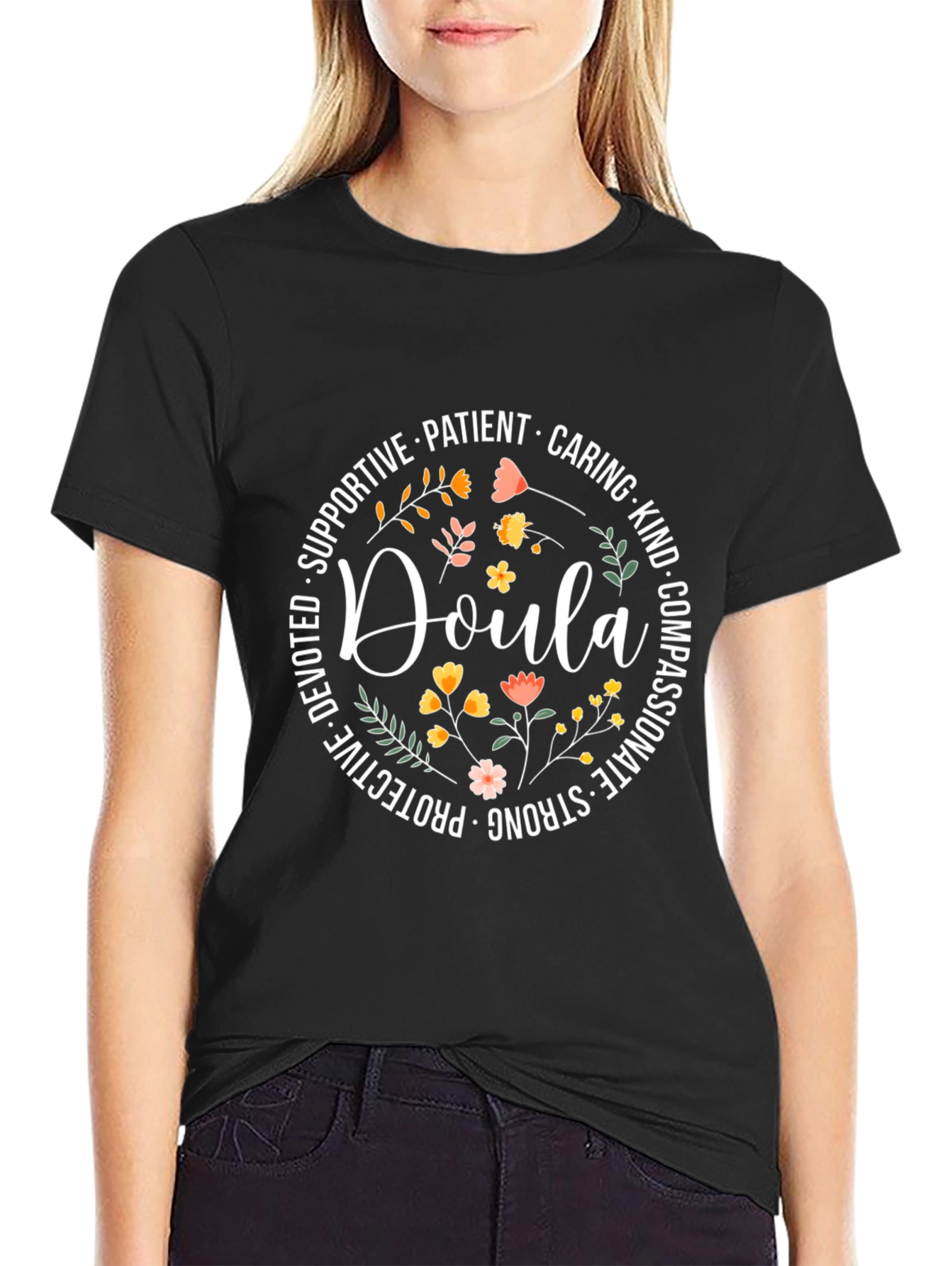 Doula Flower Circle T-Shirt - Supportive & Caring