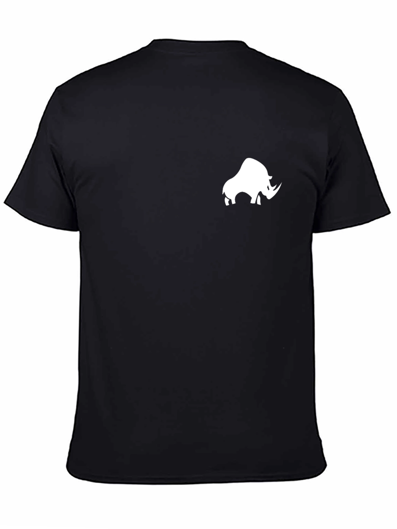 Black T-Shirt with White Rhino Design