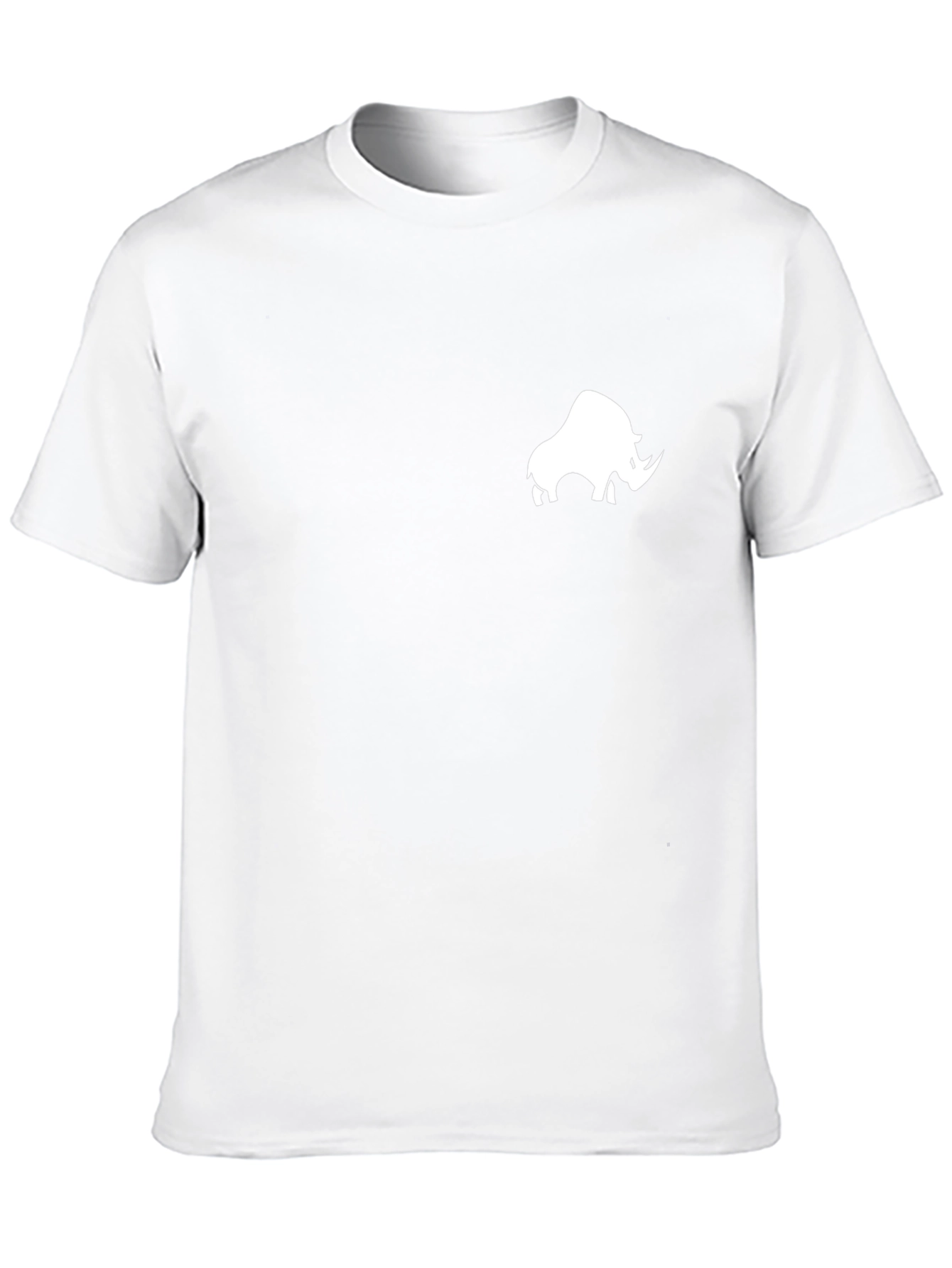 Black T-Shirt with White Rhino Design