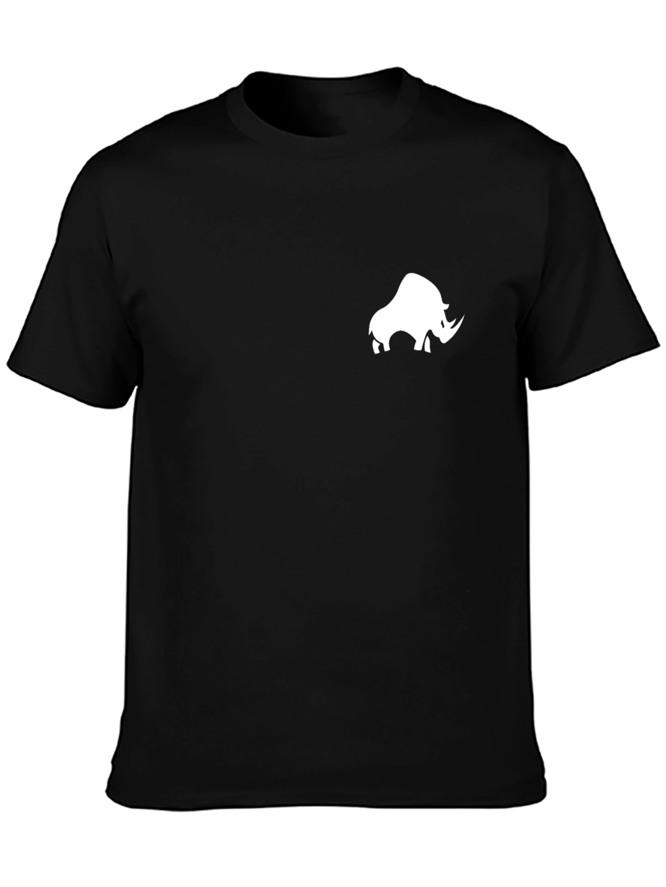 Black T-Shirt with White Rhino Design