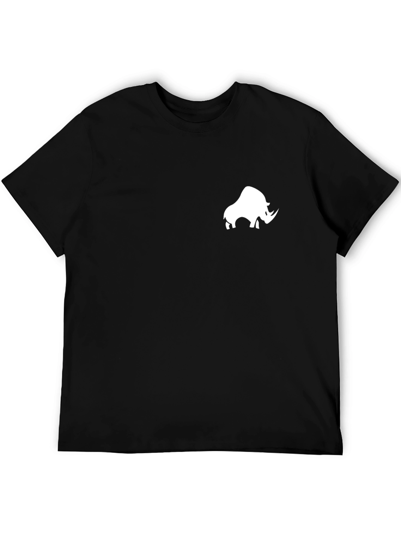 Black T-Shirt with White Rhino Design