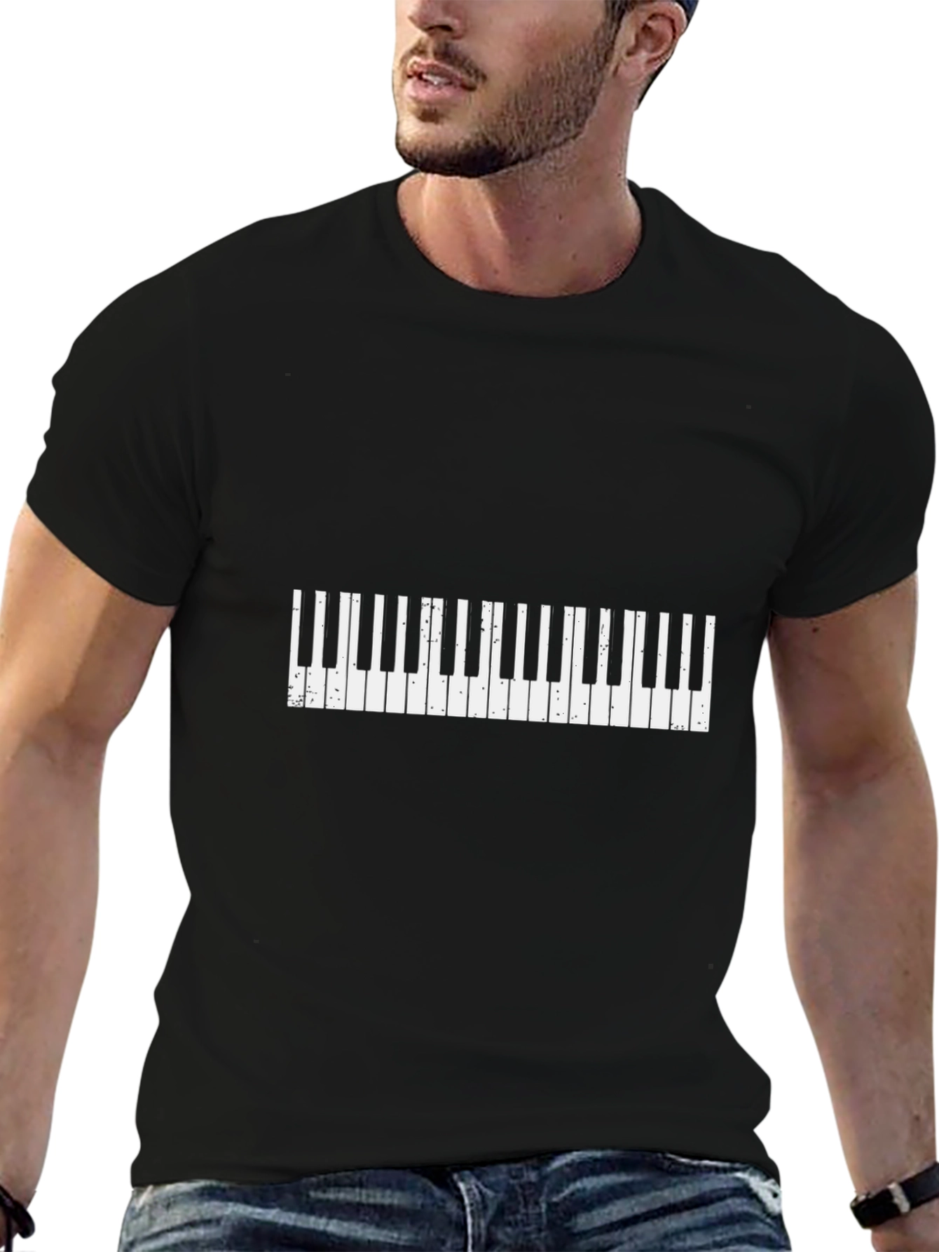 Piano Keys Graphic Tee - Black Cotton T-Shirt