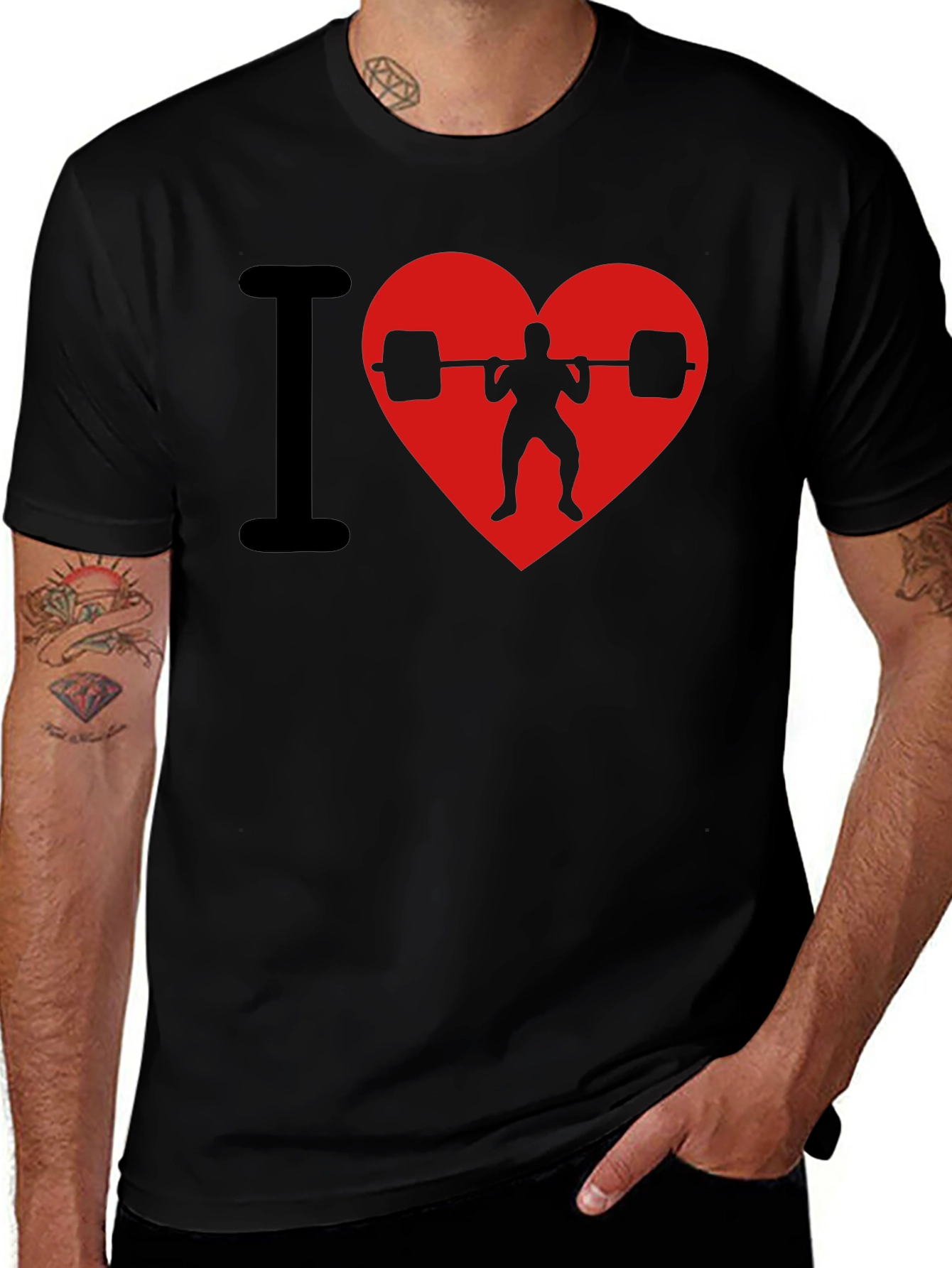 I Heart Weightlifting Black T-Shirt