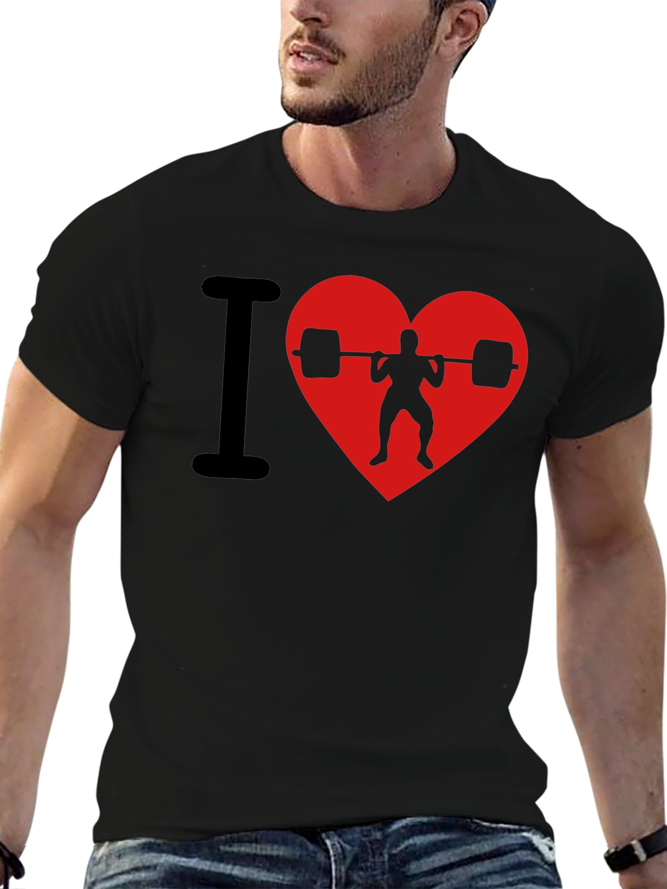 I Heart Weightlifting Black T-Shirt