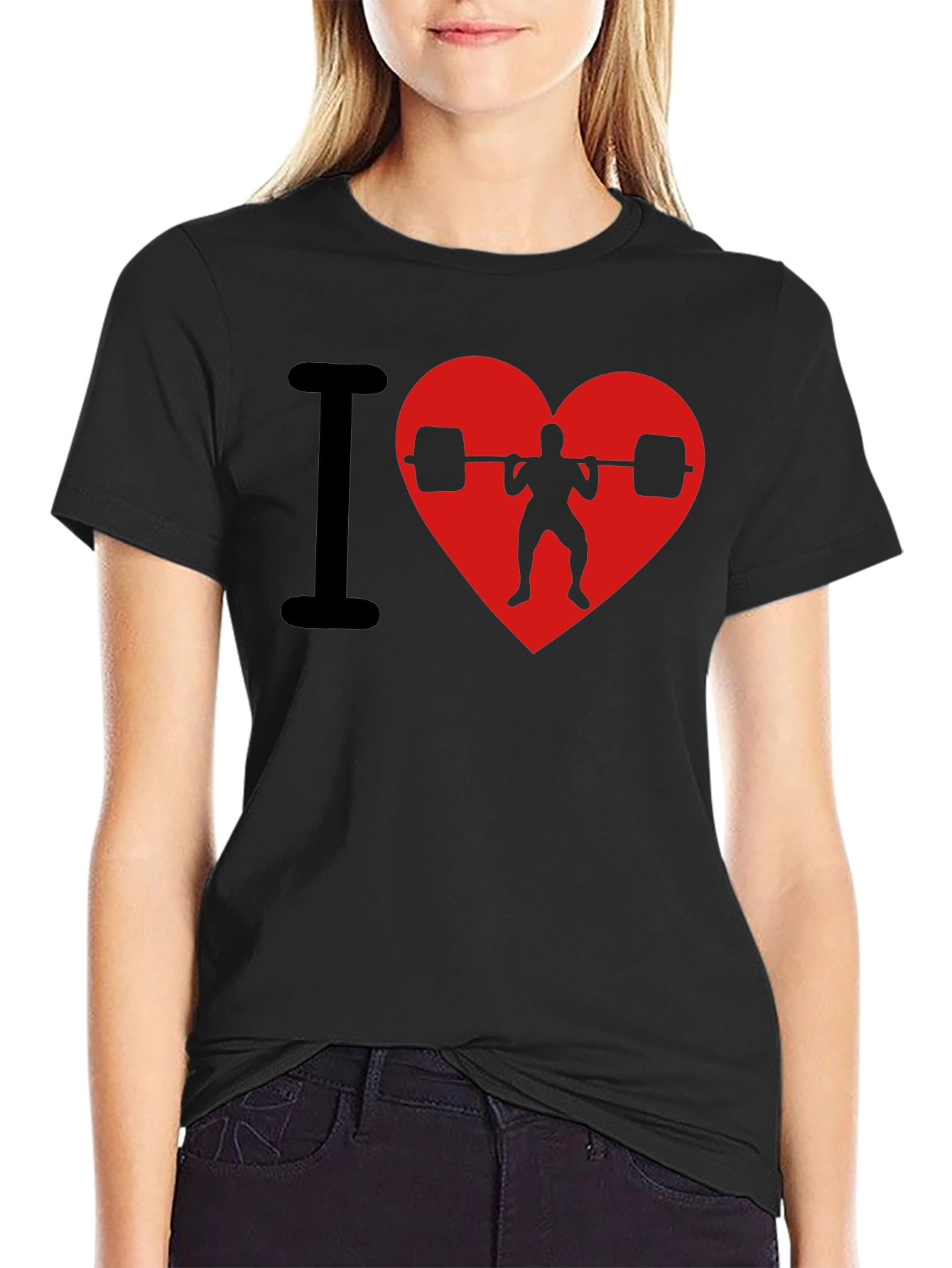 I Heart Weightlifting Black T-Shirt