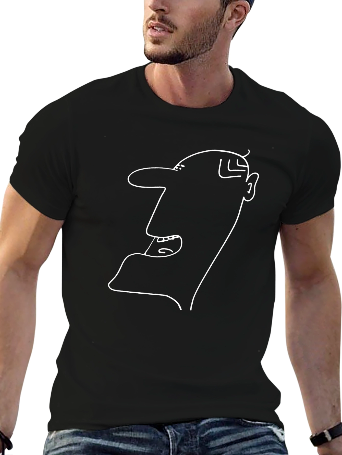 Abstract Face Graphic Black T-Shirt
