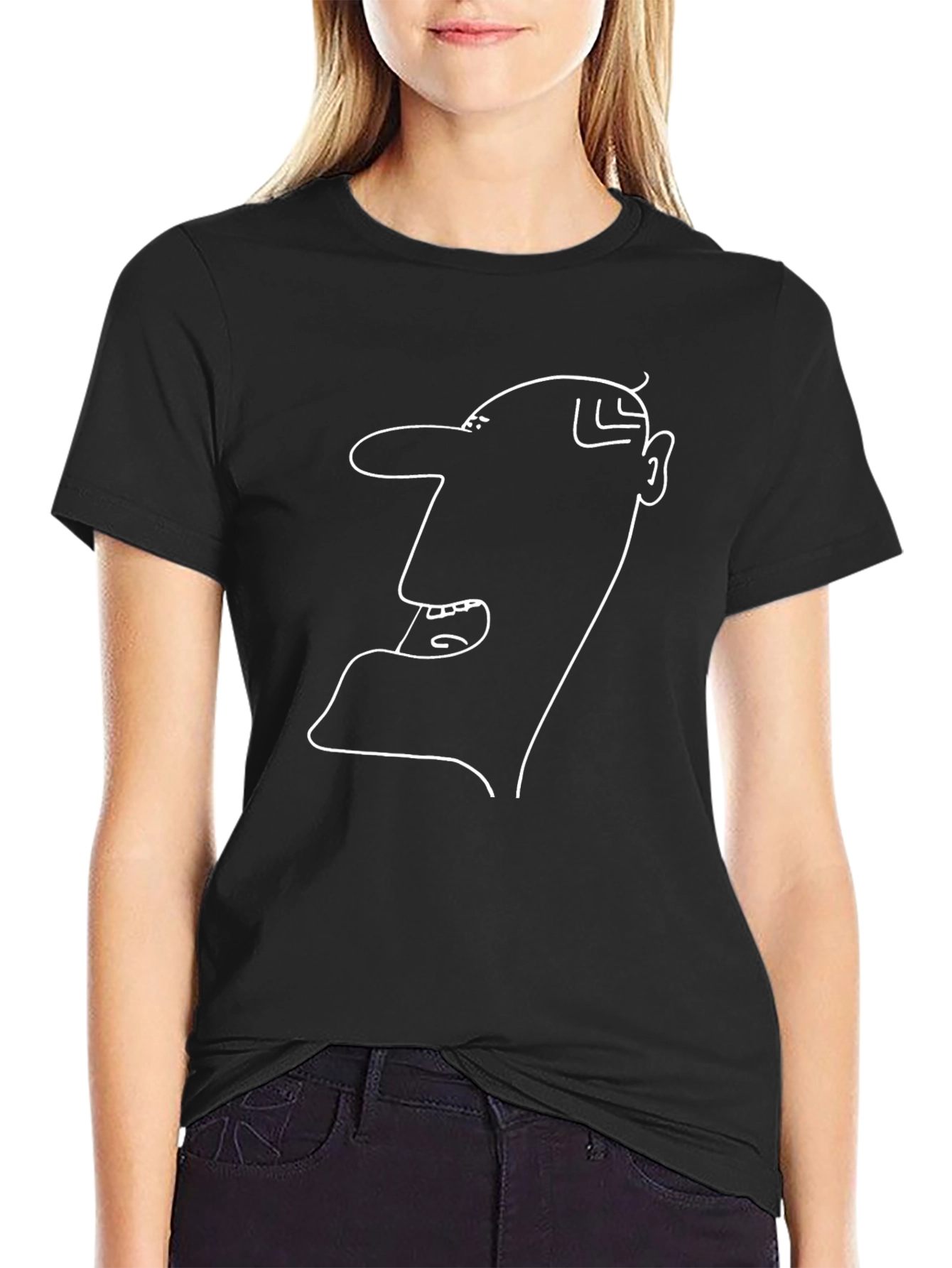 Abstract Face Graphic Black T-Shirt
