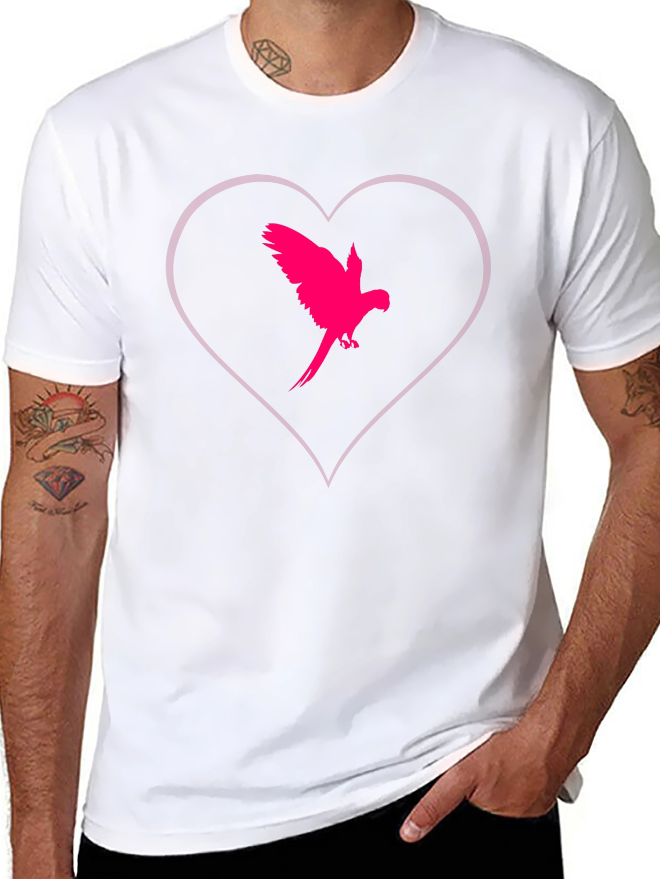 Heart Parrot Tee - Stylish Bird Lovers T-Shirt