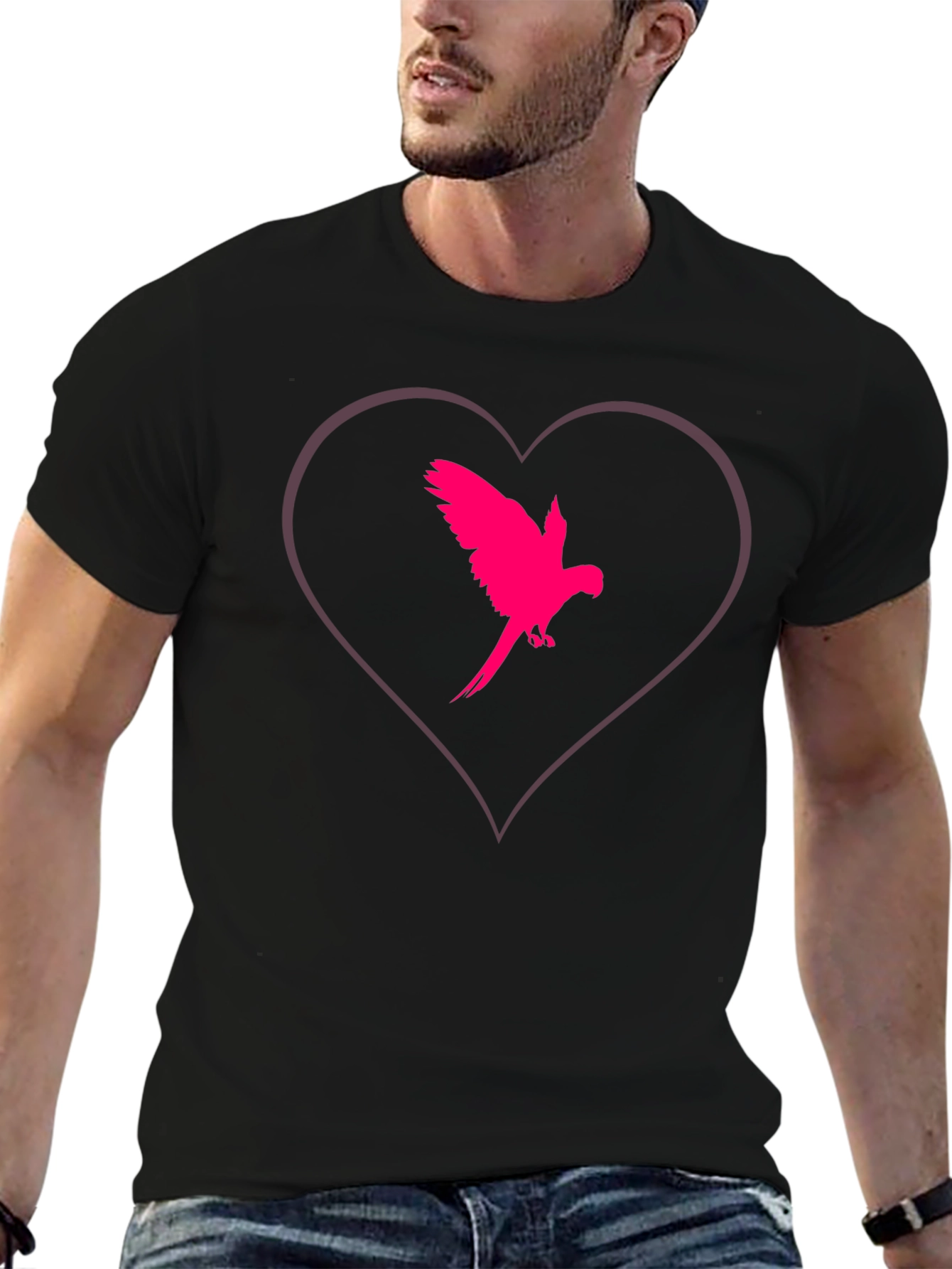 Heart Parrot Tee - Stylish Bird Lovers T-Shirt