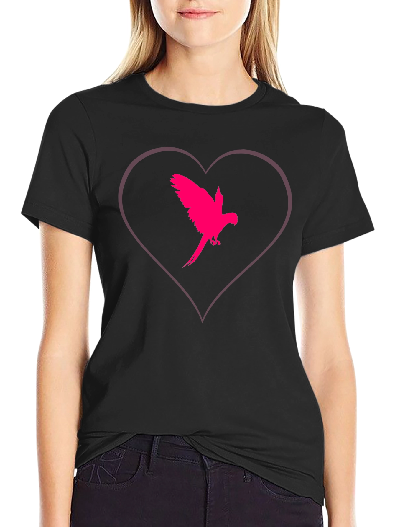 Heart Parrot Tee - Stylish Bird Lovers T-Shirt