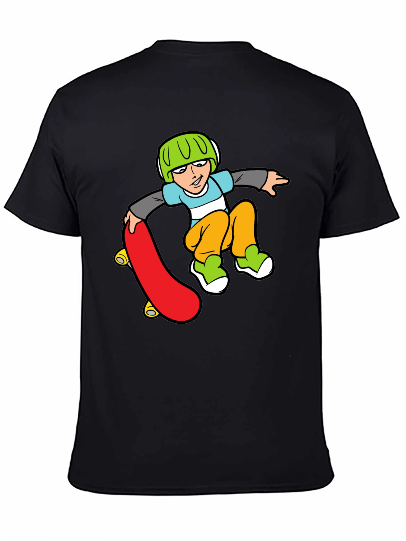 Skateboard Boy Graphic Black T-Shirt