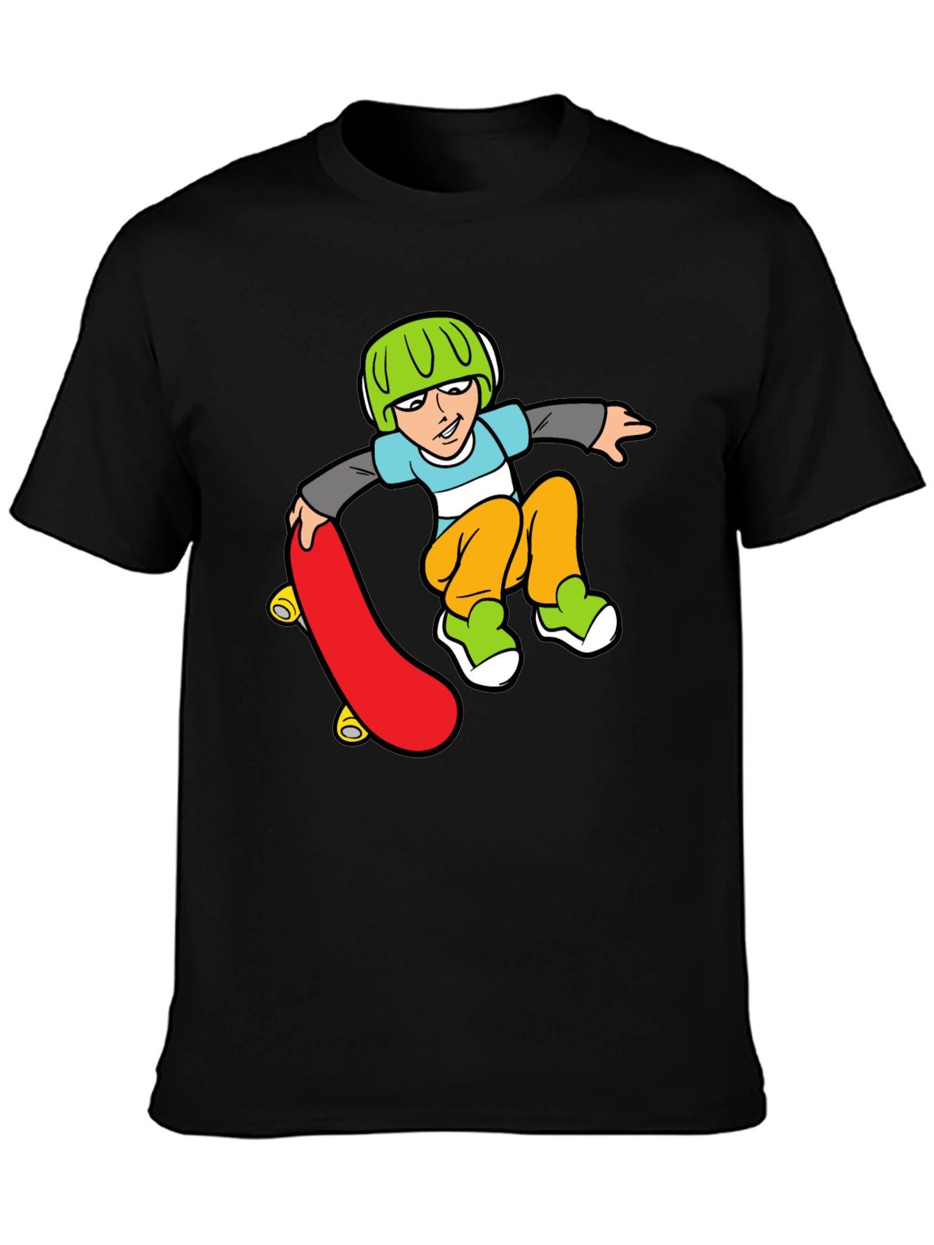 Skateboard Boy Graphic Black T-Shirt