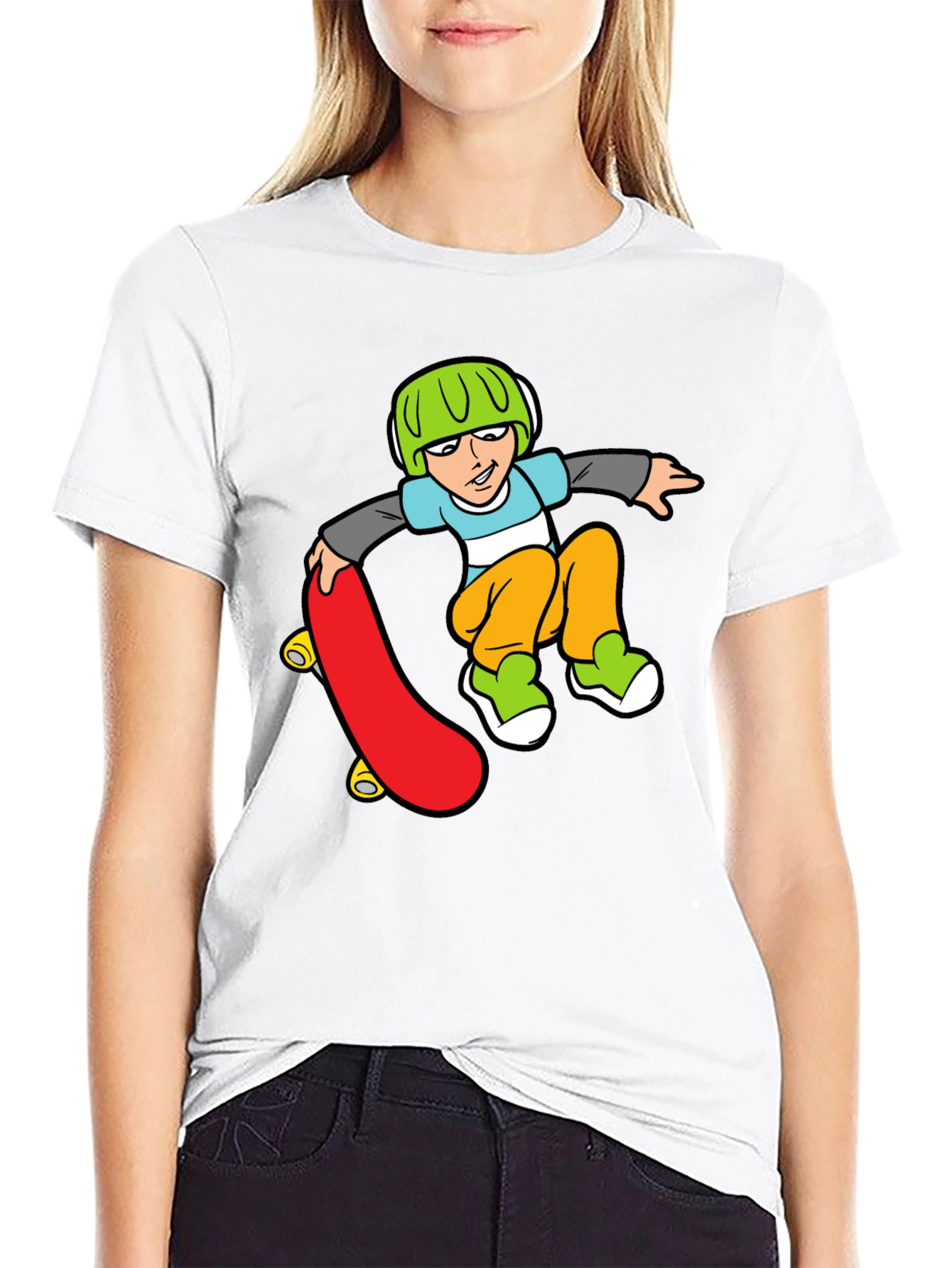 Skateboard Boy Graphic Black T-Shirt