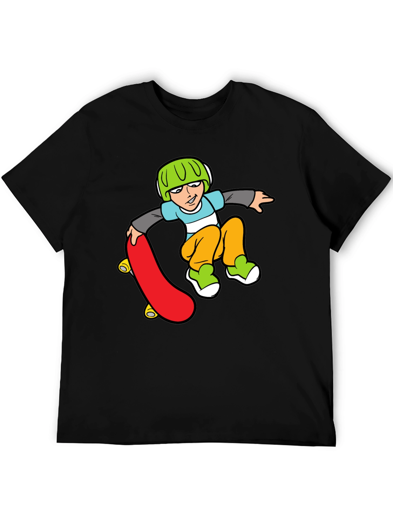 Skateboard Boy Graphic Black T-Shirt