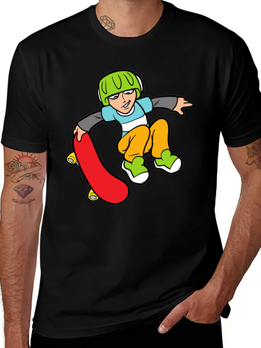 Skateboard Boy Graphic Black T-Shirt