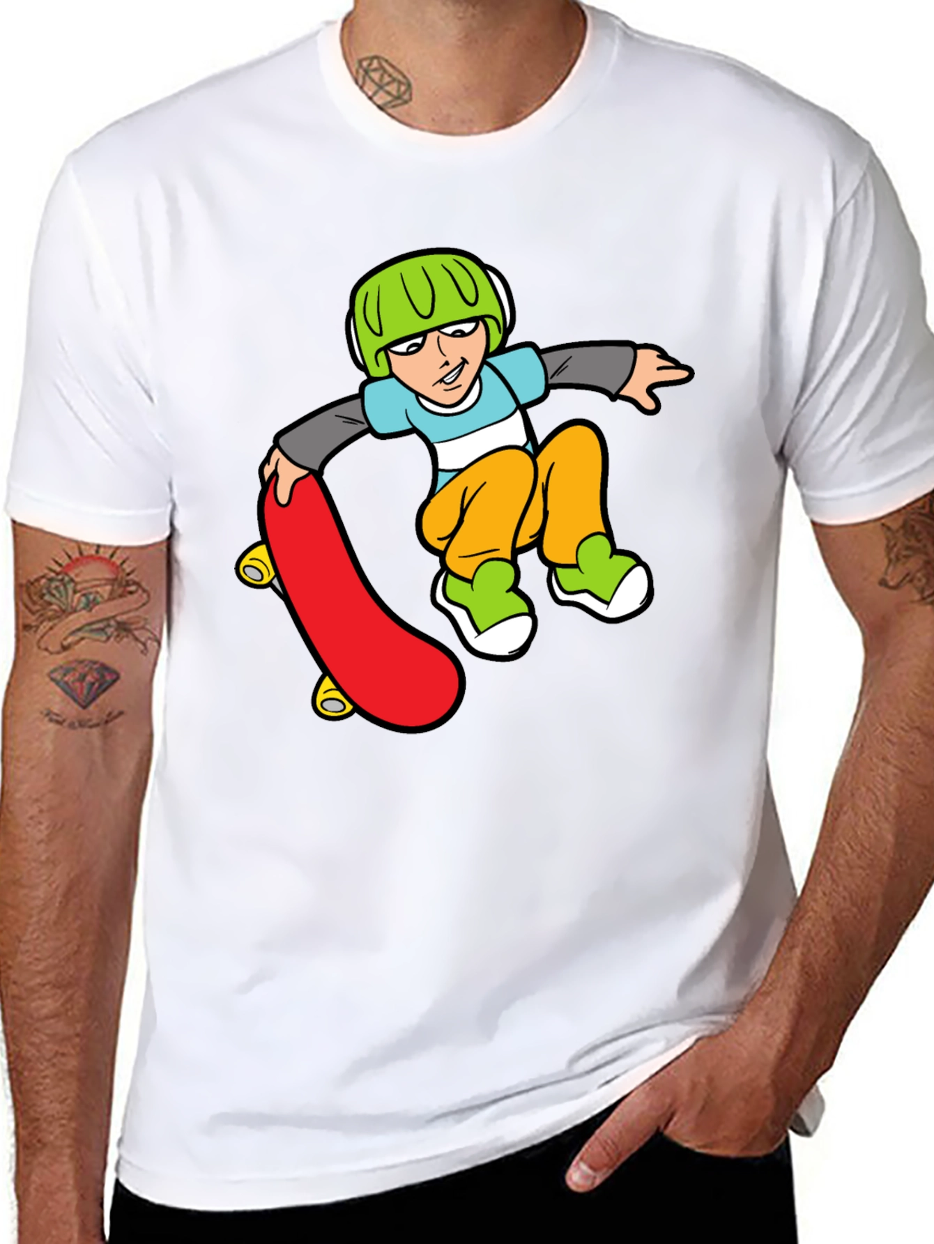 Skateboard Boy Graphic Black T-Shirt