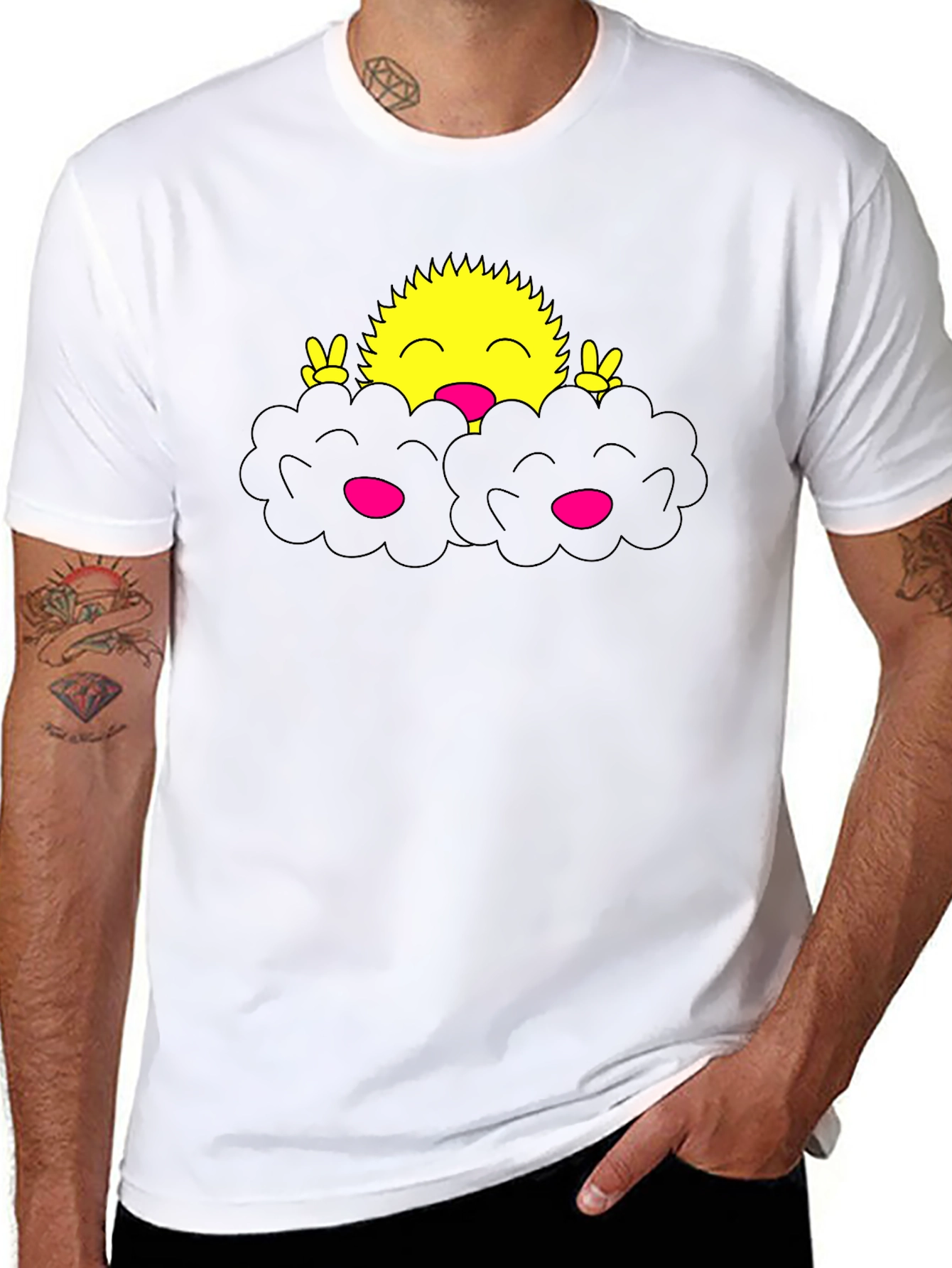 Smiling Sun Peeking From Clouds T-Shirt