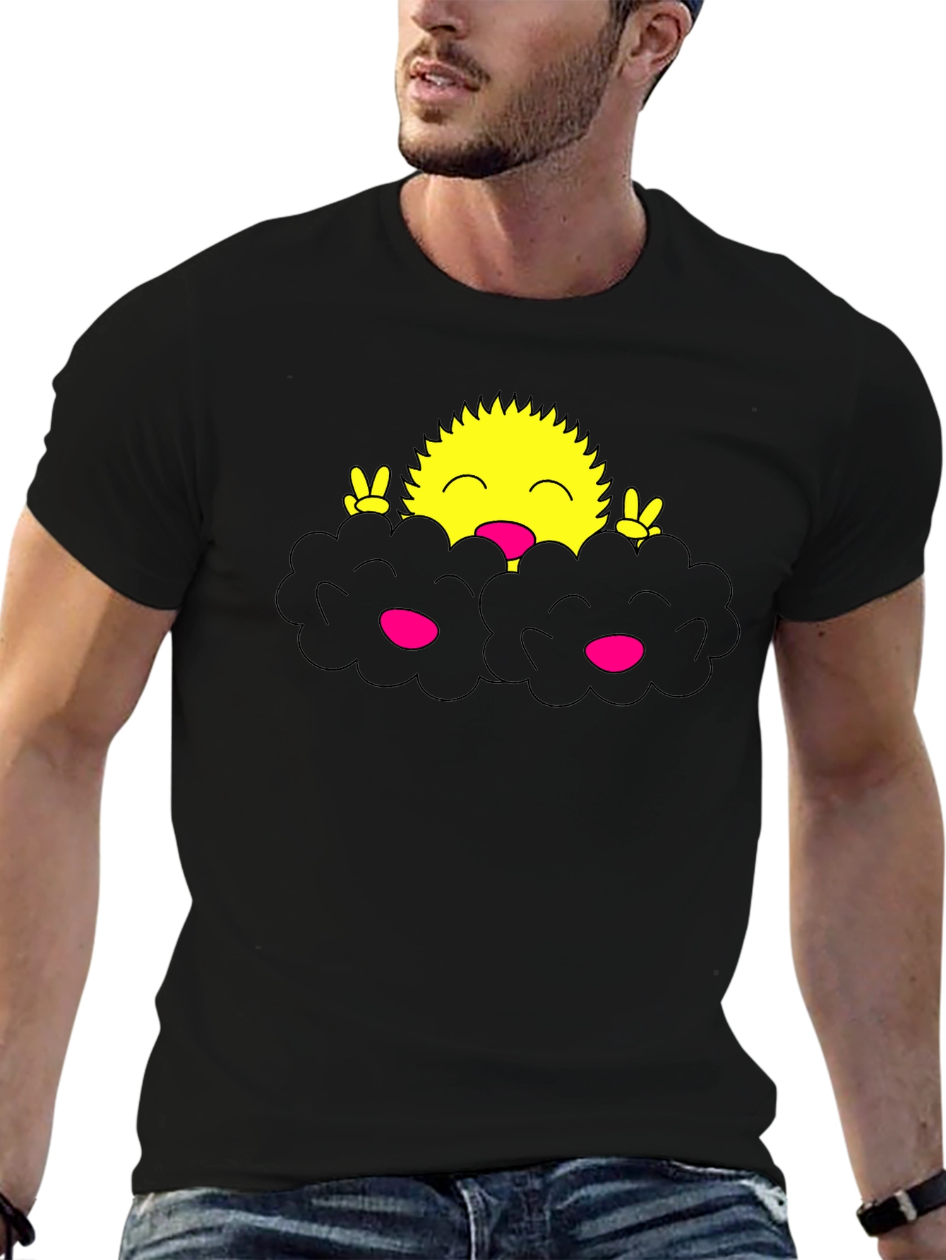 Smiling Sun Peeking From Clouds T-Shirt