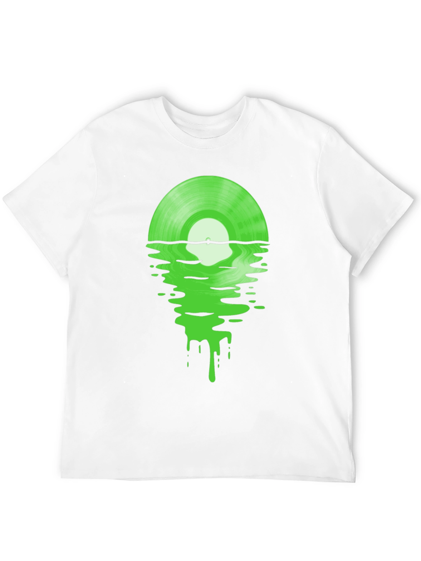 Melting Green Vinyl Record Black T-Shirt