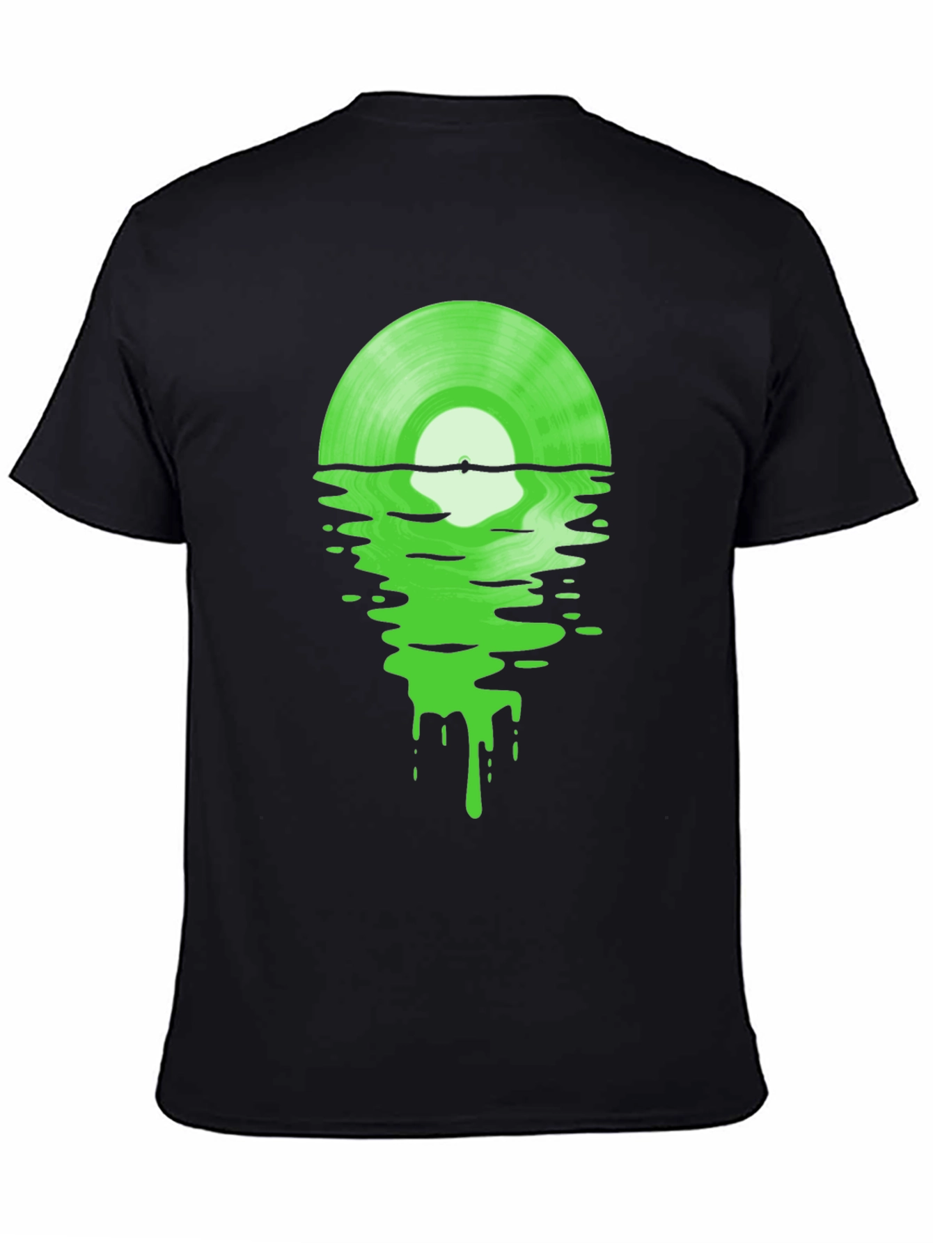 Melting Green Vinyl Record Black T-Shirt