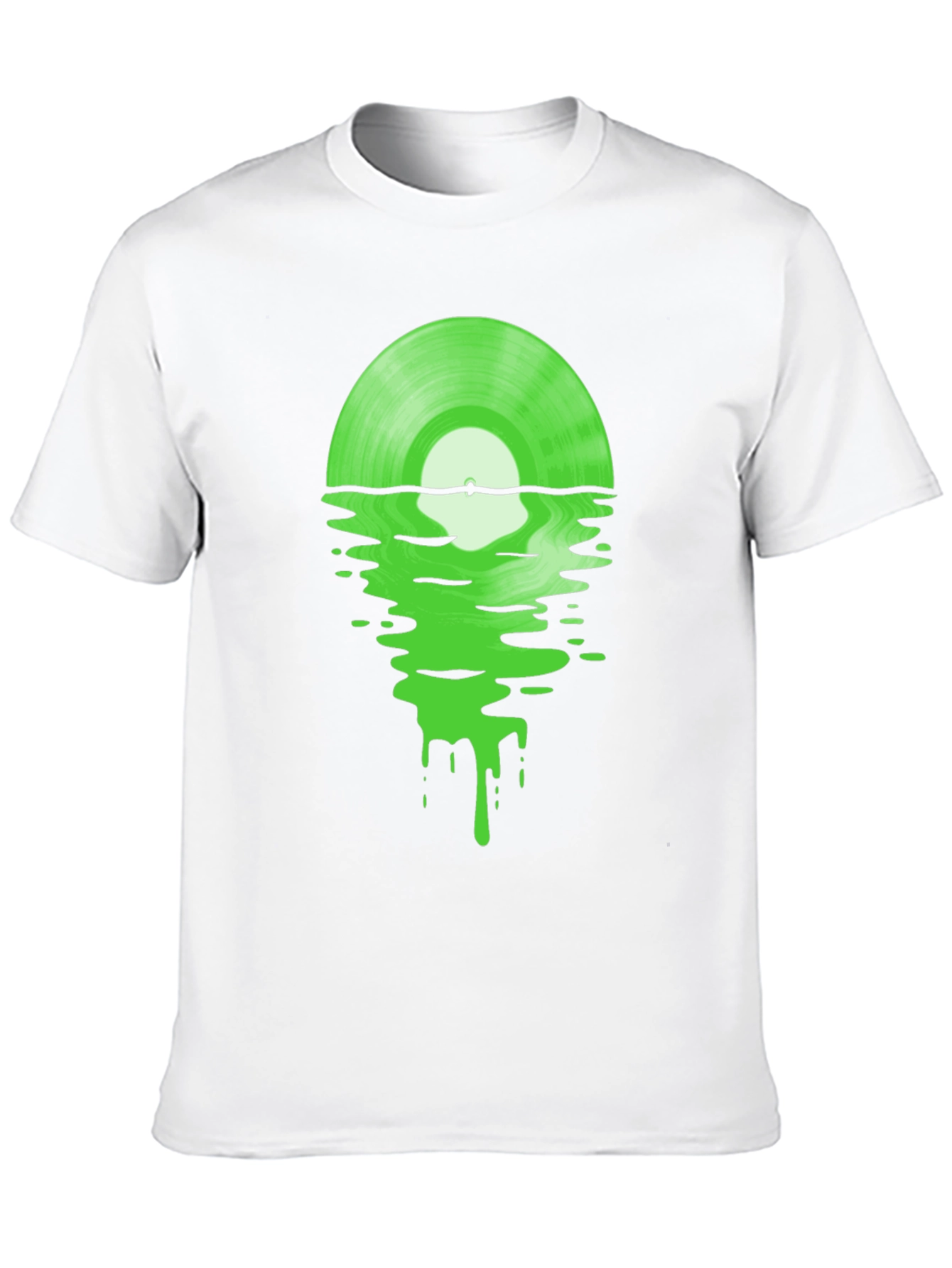 Melting Green Vinyl Record Black T-Shirt
