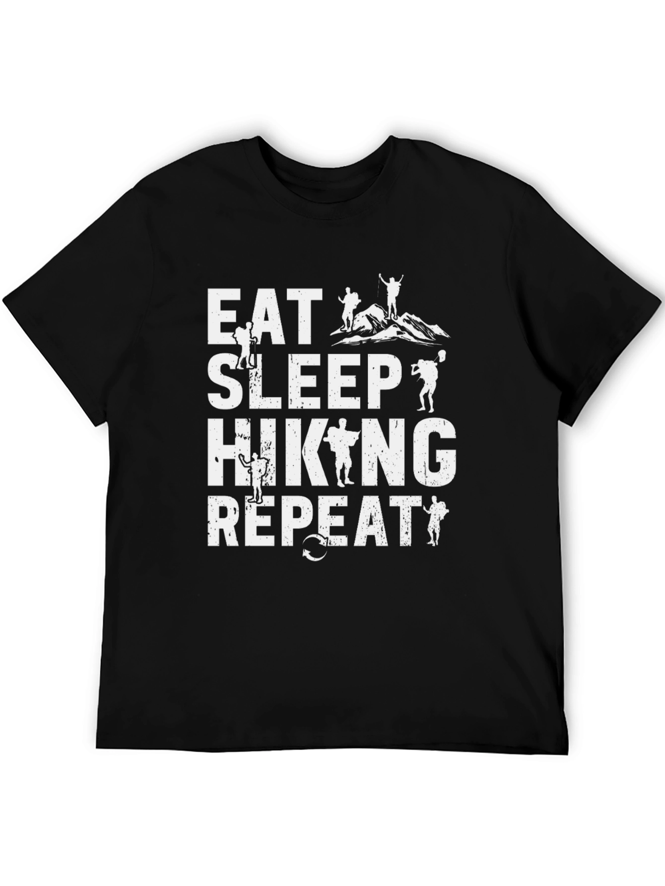Eat Sleep Hiking Repeat Black T-Shirt