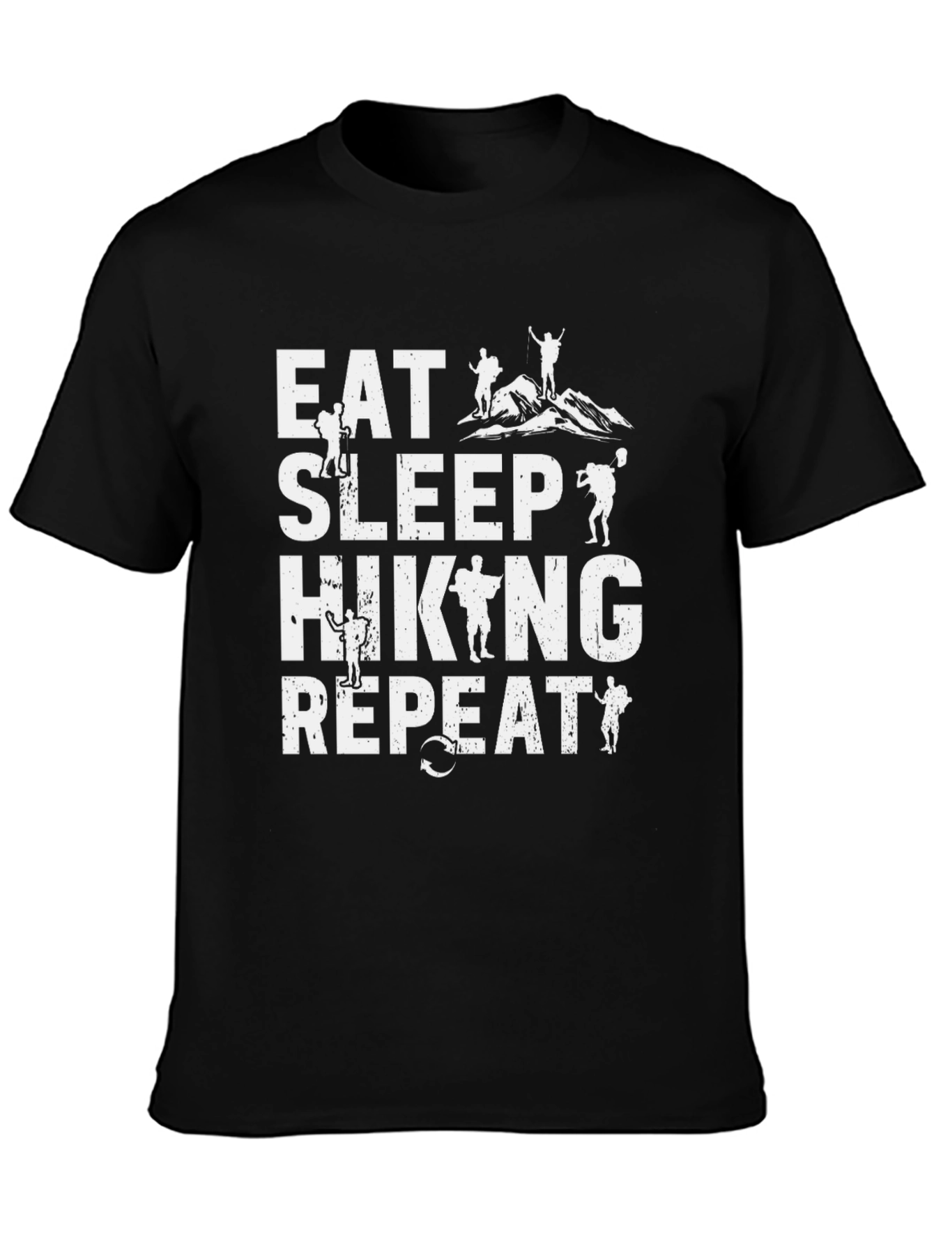 Eat Sleep Hiking Repeat Black T-Shirt
