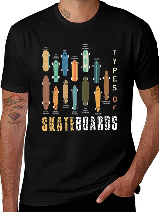 Types of Skateboards Graphic Tee